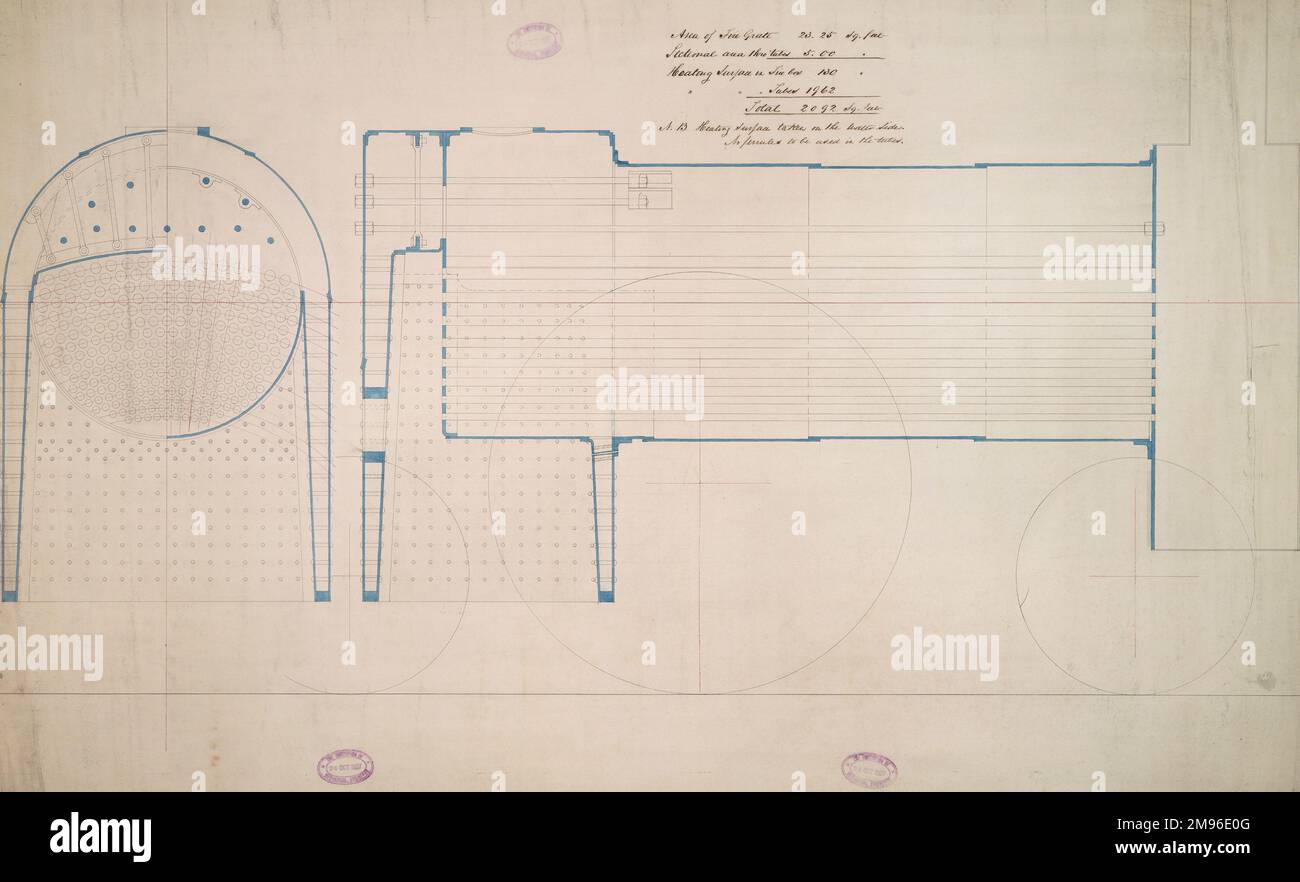 Moteur de locomotive, section longitudinale Banque D'Images