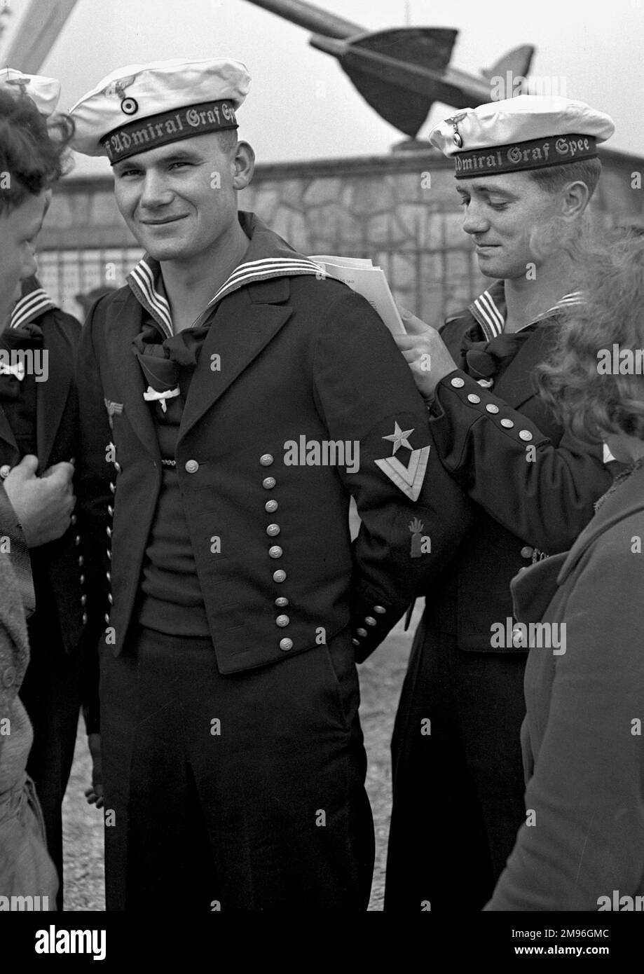 Marins de l'amiral Graf Spee, à l'air heureux et détendu. Leur navire a été coulé en décembre 1939. Banque D'Images