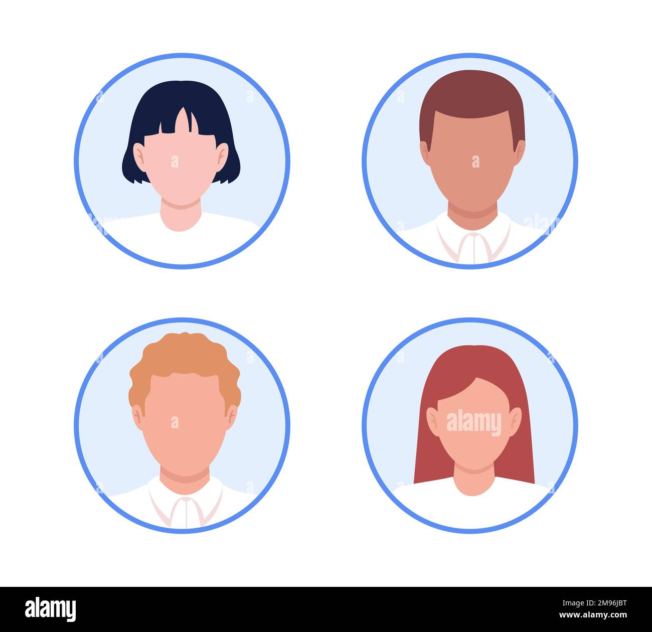 Jeu d'avatars de personnages à vecteur couleur semi-plat pour les employés de bureau Illustration de Vecteur