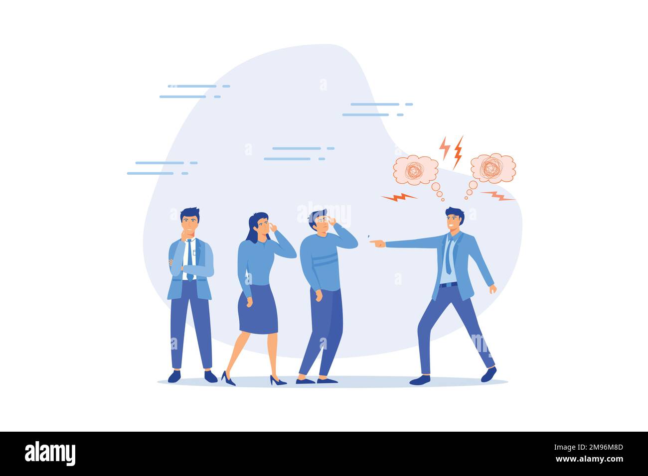 Gérer des personnes difficiles, un responsable ou un employé en difficulté, un collègue dur ou compliqué, un concept de confusion ou de conflit, un bacille moderne à vecteur plat Illustration de Vecteur