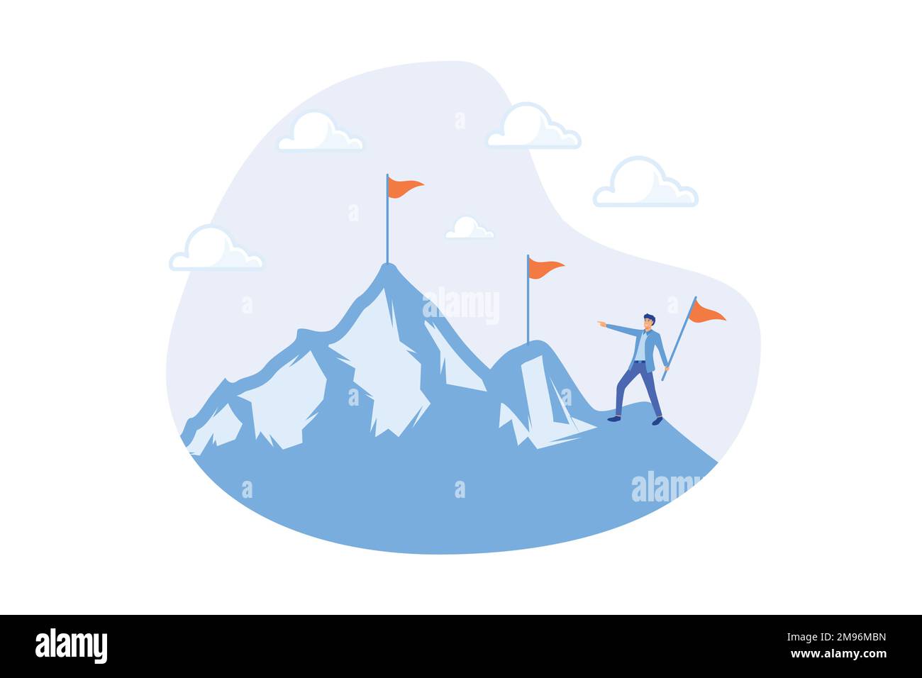 Ambition à la réussite et atteindre l'objectif, la croissance de carrière ou les objectifs d'affaires, défi à gagner, réalisation ou victoire concept, vecteur plat moderne illustrae Illustration de Vecteur