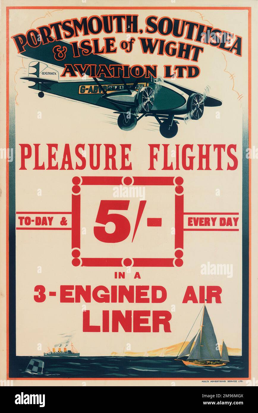 Poster Pleasure Flights, Portsmouth, Southsea & Isle of Wight Aviation