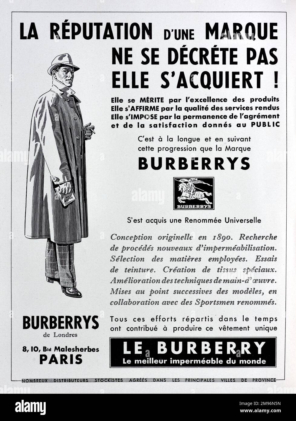 Publicité pour le manteau de fraise illustré avec 1950s Homme ou Homme.1957 Vintage ou ancienne annonce, Publicité, Publicité ou Illustration Banque D'Images