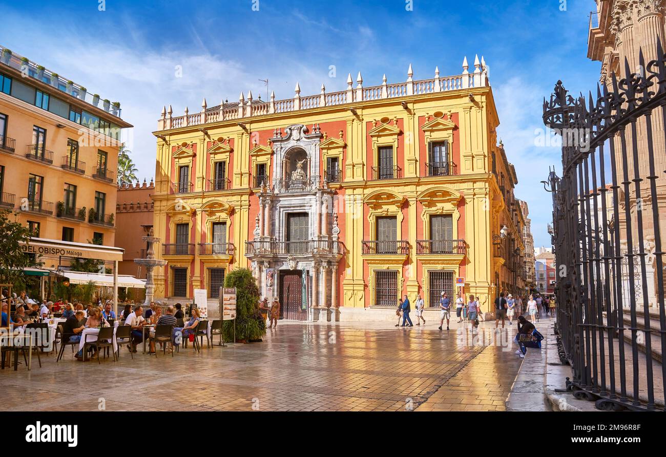 Palacee épiscopale, Plaza del Obispo, Malaga, Andalousie, Espagne Banque D'Images