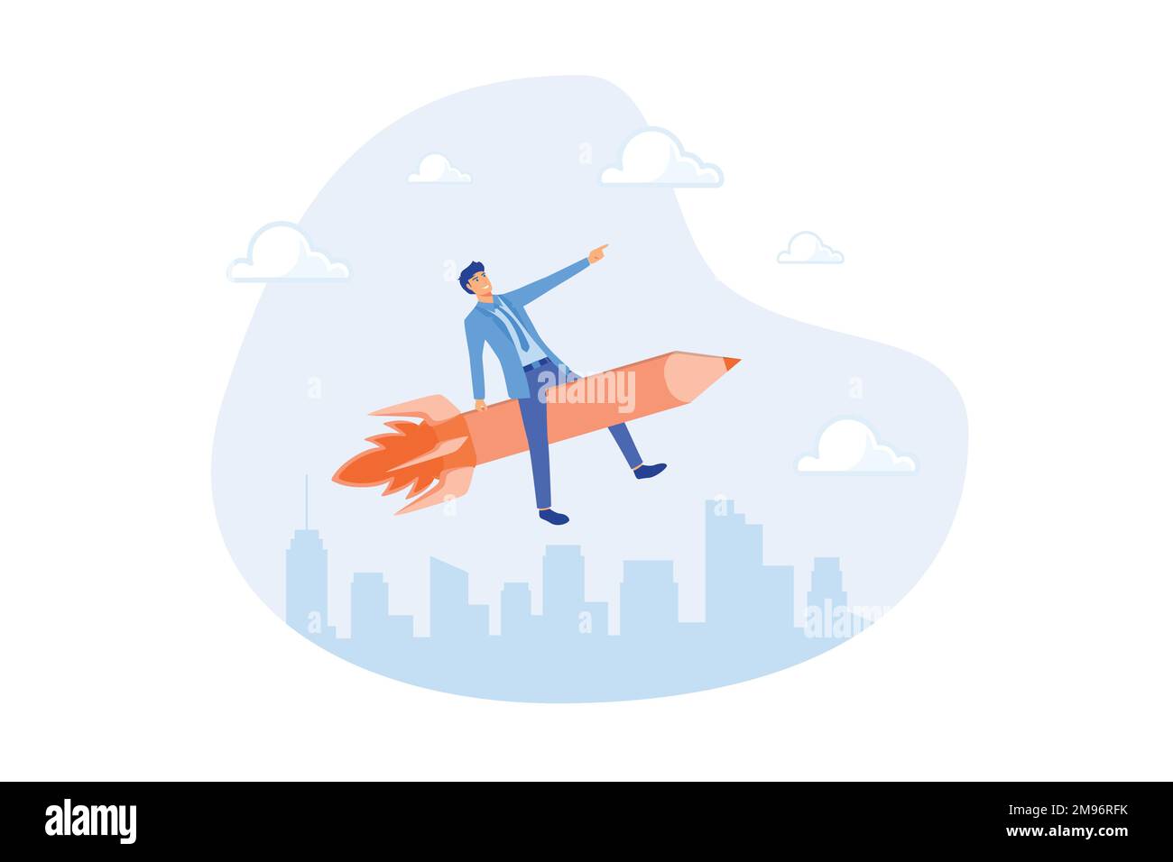 Porte-mine comme éducation, créativité ou idée amusante, imagination ou liberté créative, lancer un nouveau projet ou concept d'amélioration d'entreprise, vecteur m plat Illustration de Vecteur