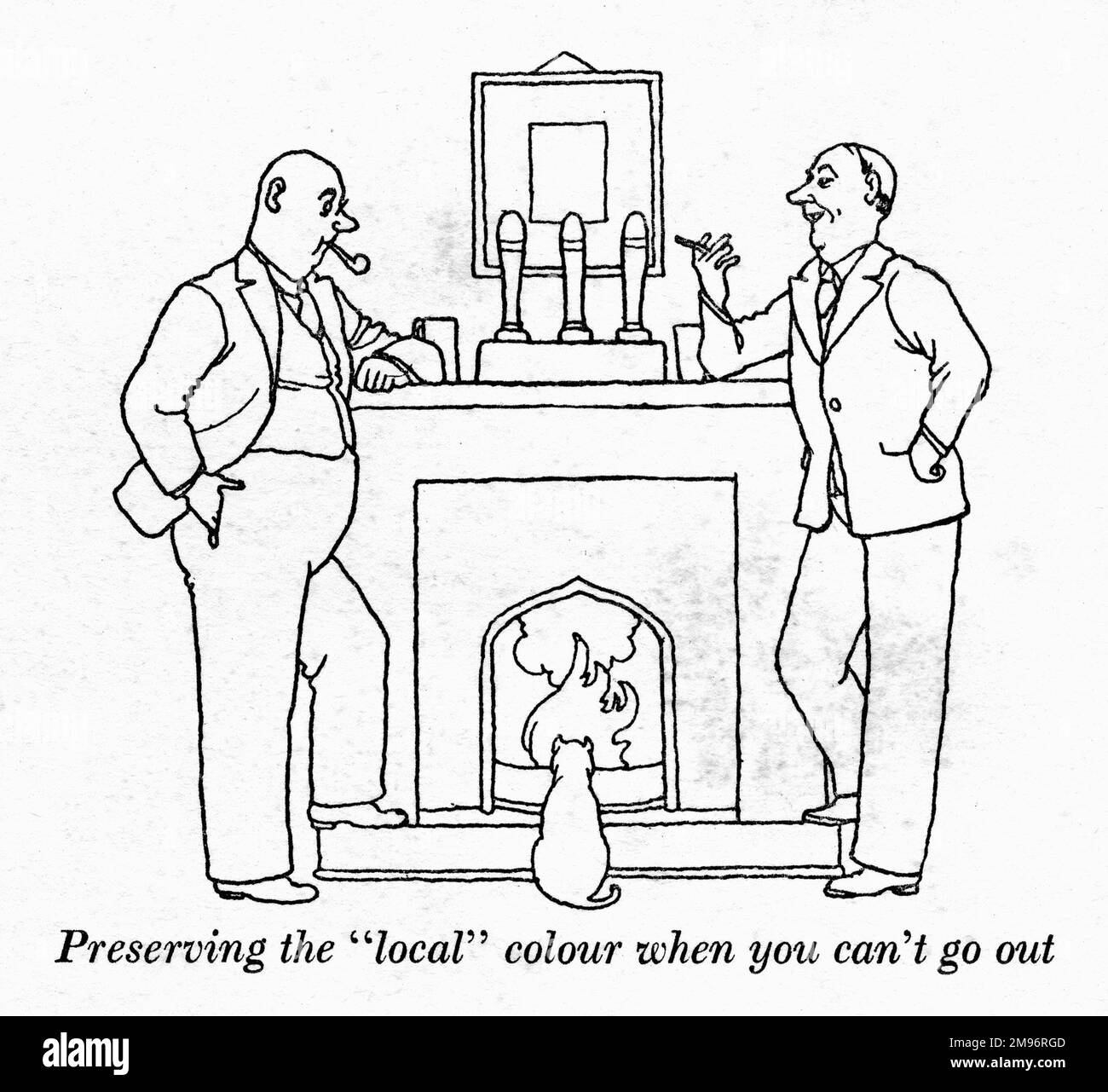 Heath Robinson - Cartoons de guerre - Seconde Guerre mondiale. Préserver la couleur « locale » lorsque vous ne pouvez pas sortir. Banque D'Images