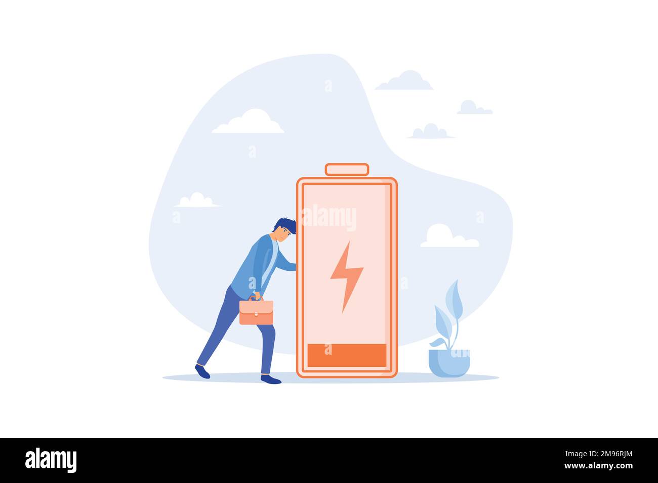 Épuisé et la fatigue du travail dur, stressé ou l'anxiété du travail malsain ou de la dépression et de l'épuisement, faible énergie ou concept de motivation, vecteur plat Illustration de Vecteur