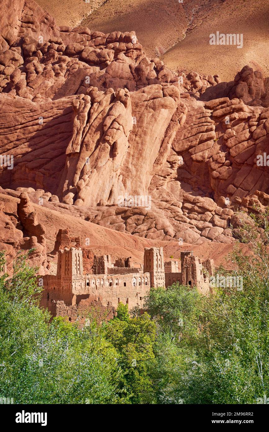 Forteresse traditionnelle de la Kasbah, Vallée des Dades, montagnes du Haut Atlas, Maroc Banque D'Images