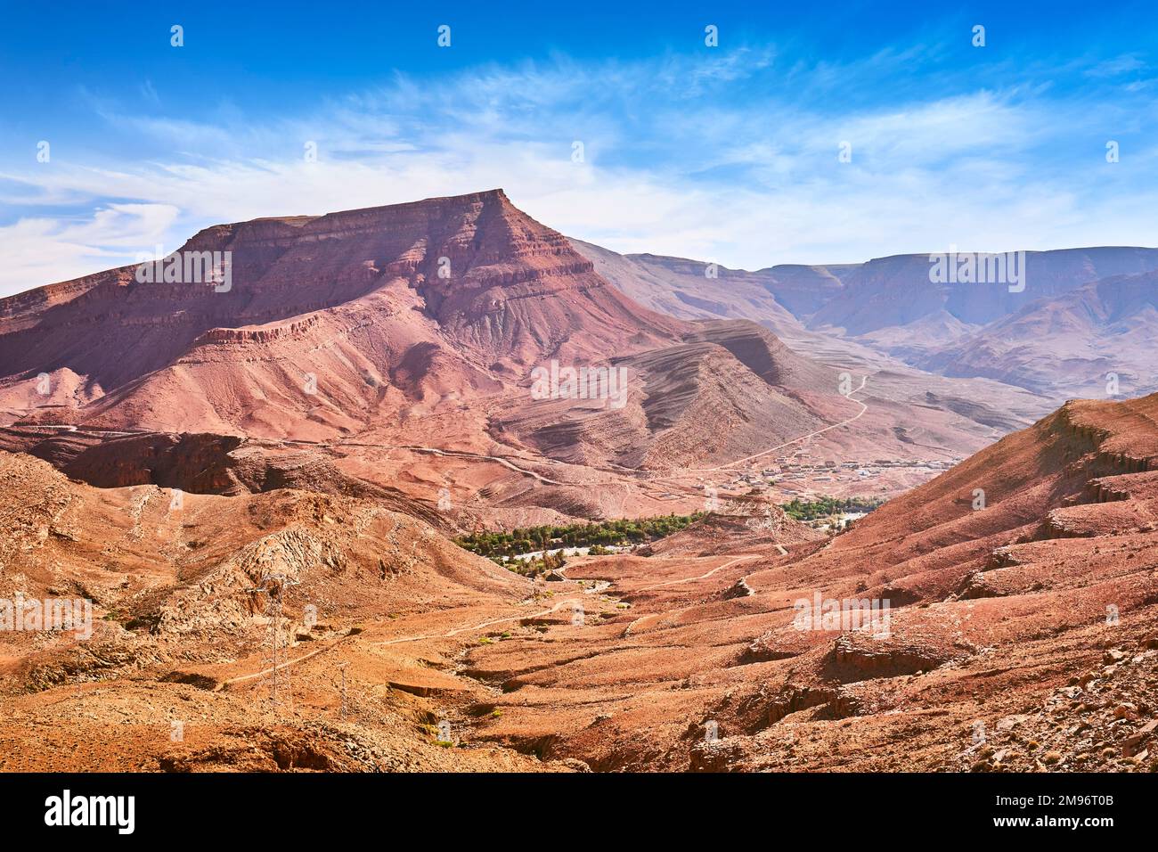 Paysage de la vallée de Ziz, Maroc, Afrique Banque D'Images