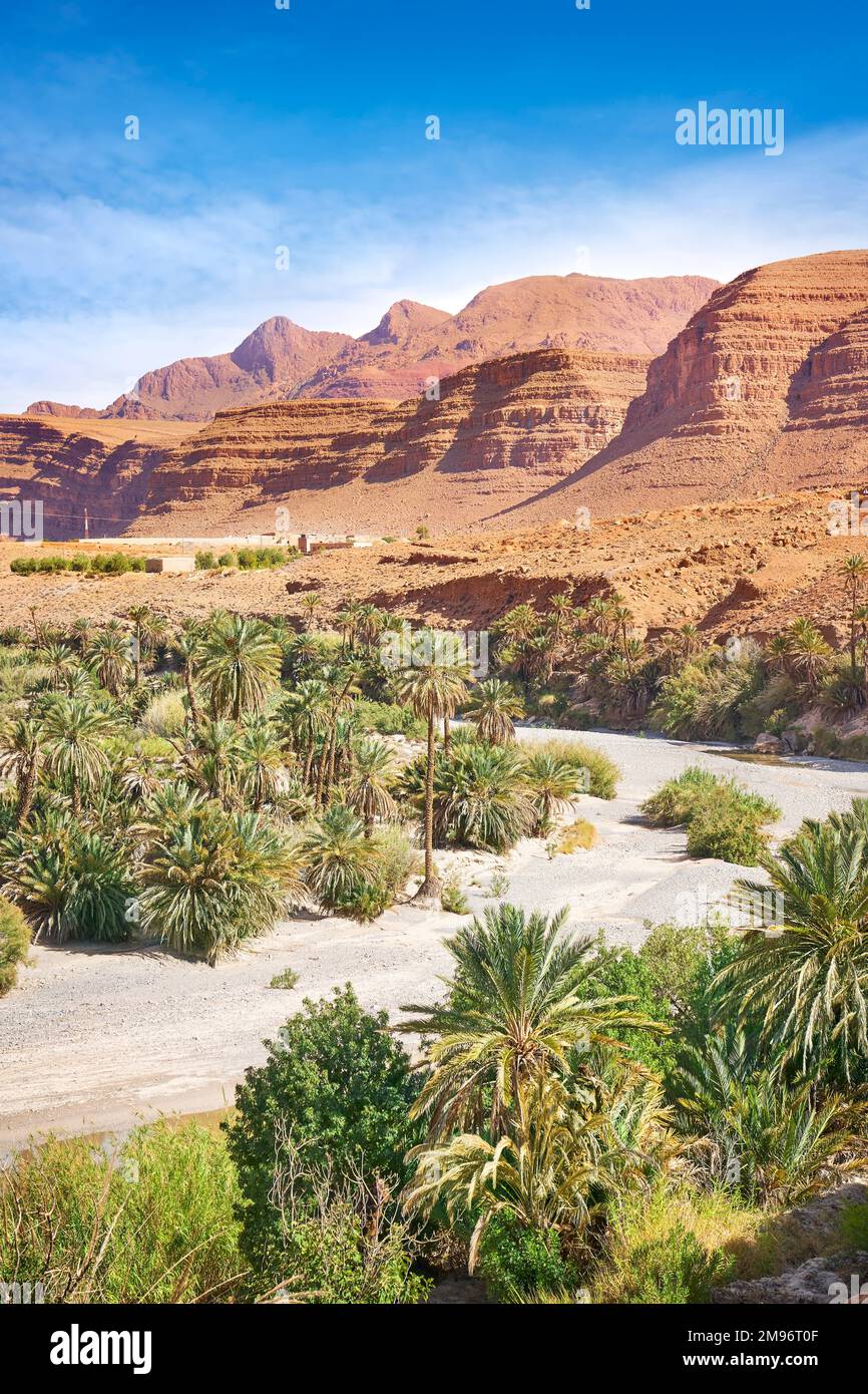 Paysage de la vallée de Ziz, Maroc, Afrique Banque D'Images