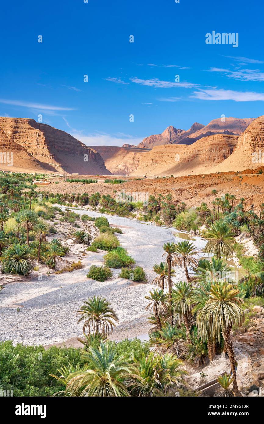 Paysage de la vallée de Ziz, Maroc, Afrique Banque D'Images