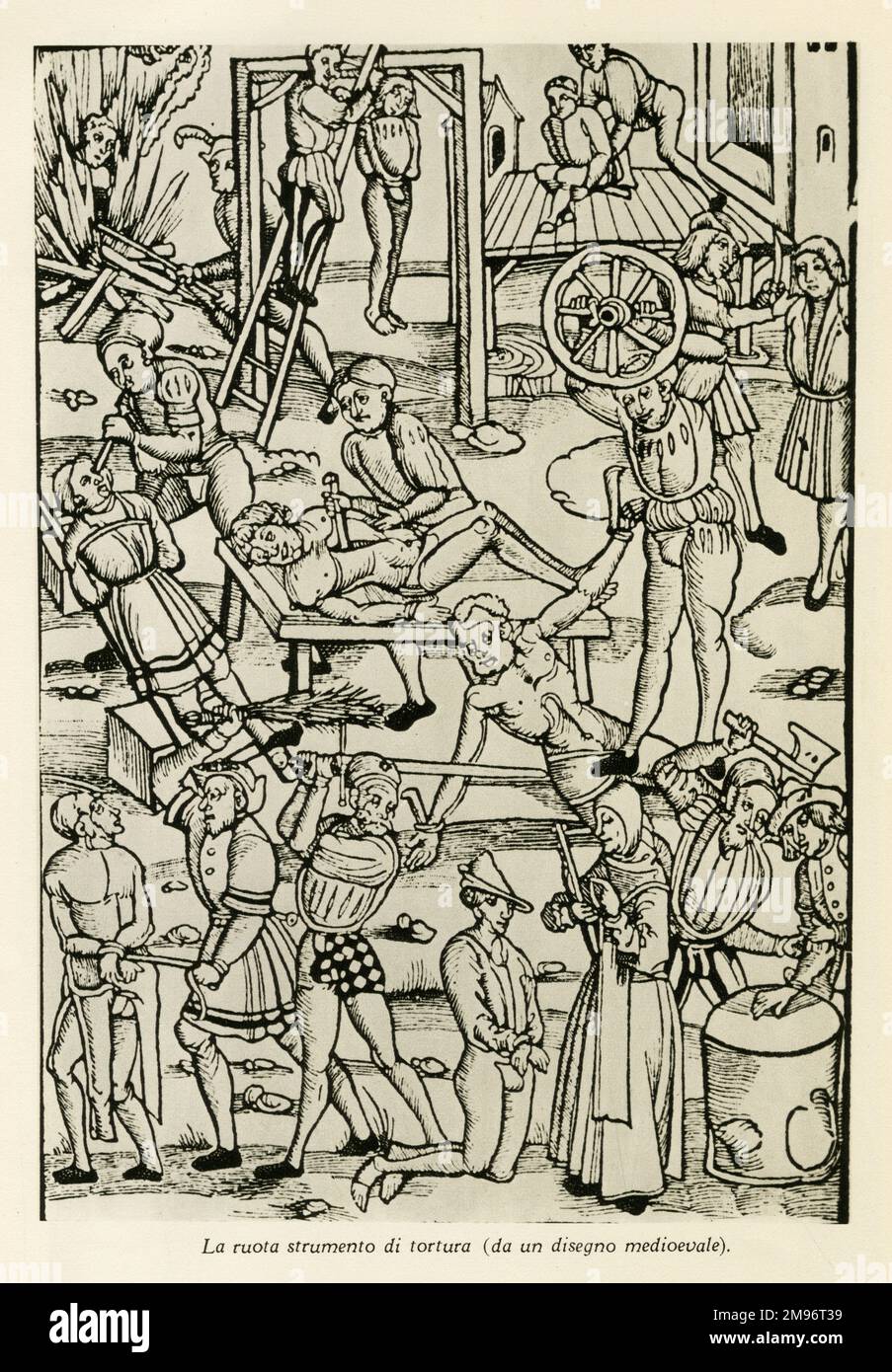 La roue comme instrument de torture (d'un design médiéval) Banque D'Images