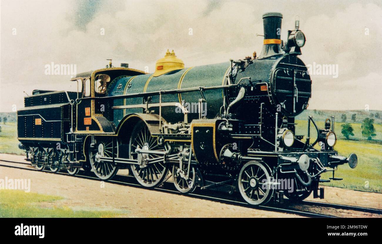 Imperial & Royal Austrian State Railways, peint par F Moore, 4-4-0 2-Cylinder Compound express locomotive (système Golschorf), Loco Mag, ?, p.204a Banque D'Images