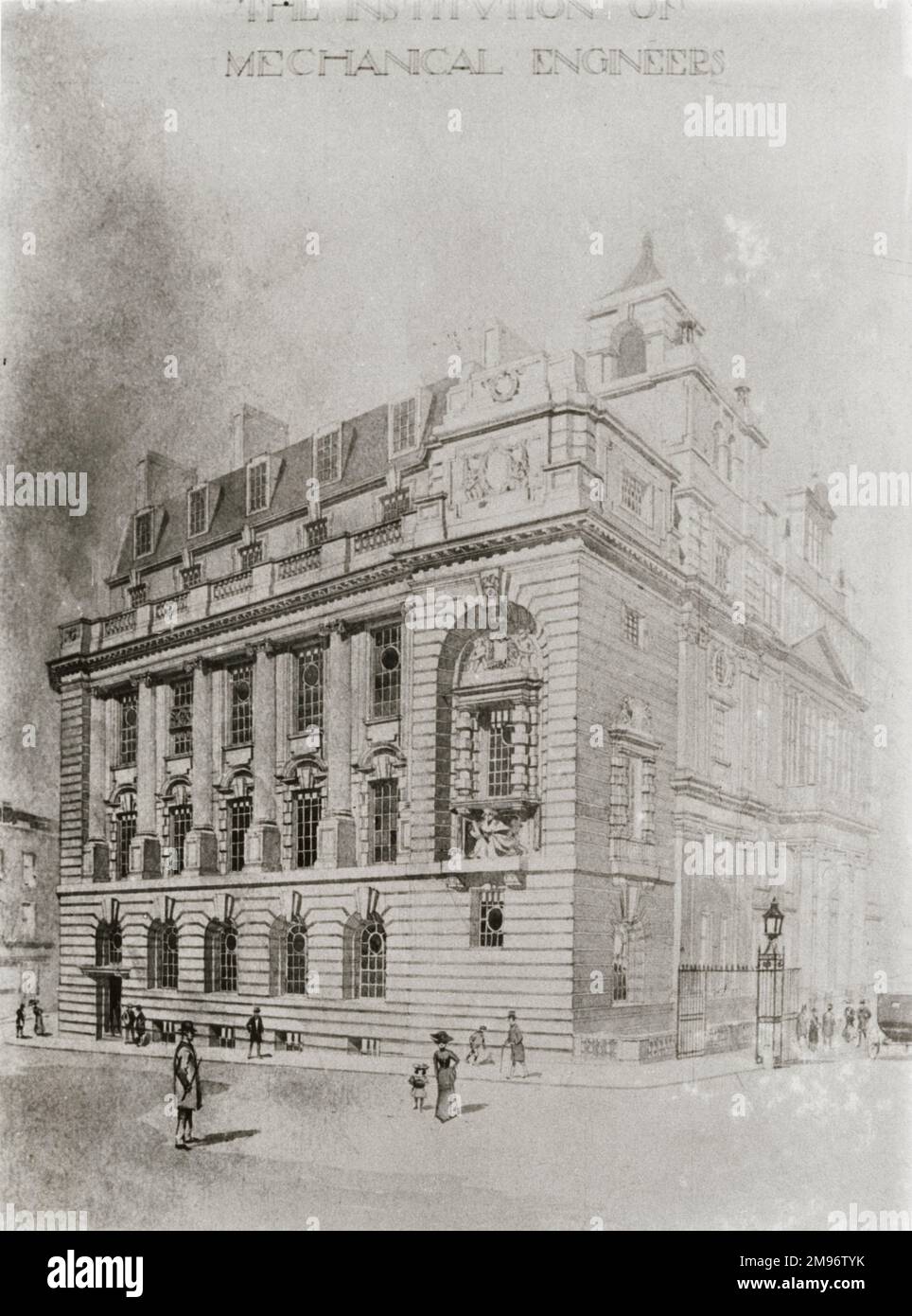 1. IMEHE : conception architecturale de la nouvelle aile du bâtiment, construite en 1912 Banque D'Images