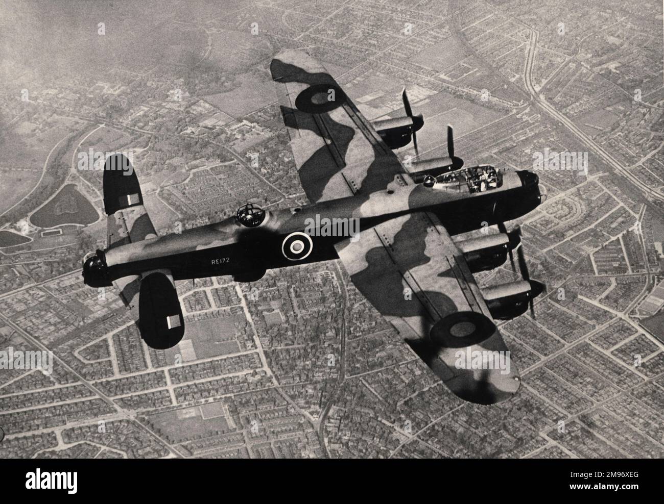 Avro Lancaster III, RE172, en vol. Banque D'Images