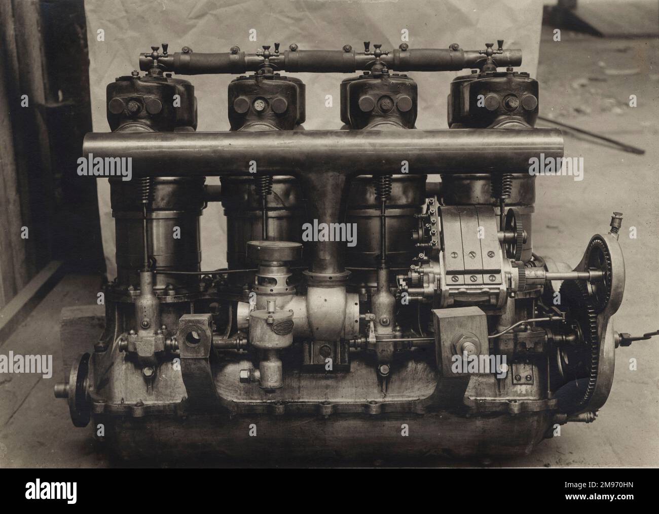 Le moteur Panhard-Levassor 100hp pour le triplan Bolotoff. Banque D'Images