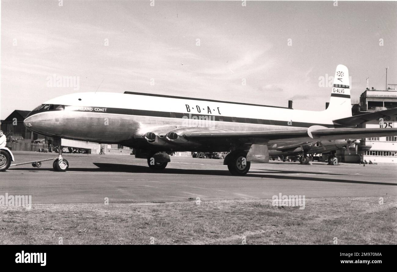 Le premier prototype de la Comet de Havilland DH106, G-ALVG, en couleurs BOAC. Banque D'Images