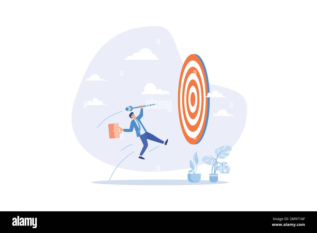 Se concentrer sur l'objectif d'entreprise, atteindre l'objectif ou la réalisation, atteindre l'objectif ou le but de l'entreprise, le concept de motivation à la réussite, le vecteur plat moderne illus Illustration de Vecteur