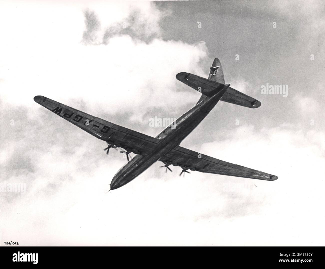 Le seul Bristol Brabazon, G-AGPW, en vol au-dessus de Filton en juin 1950. Banque D'Images