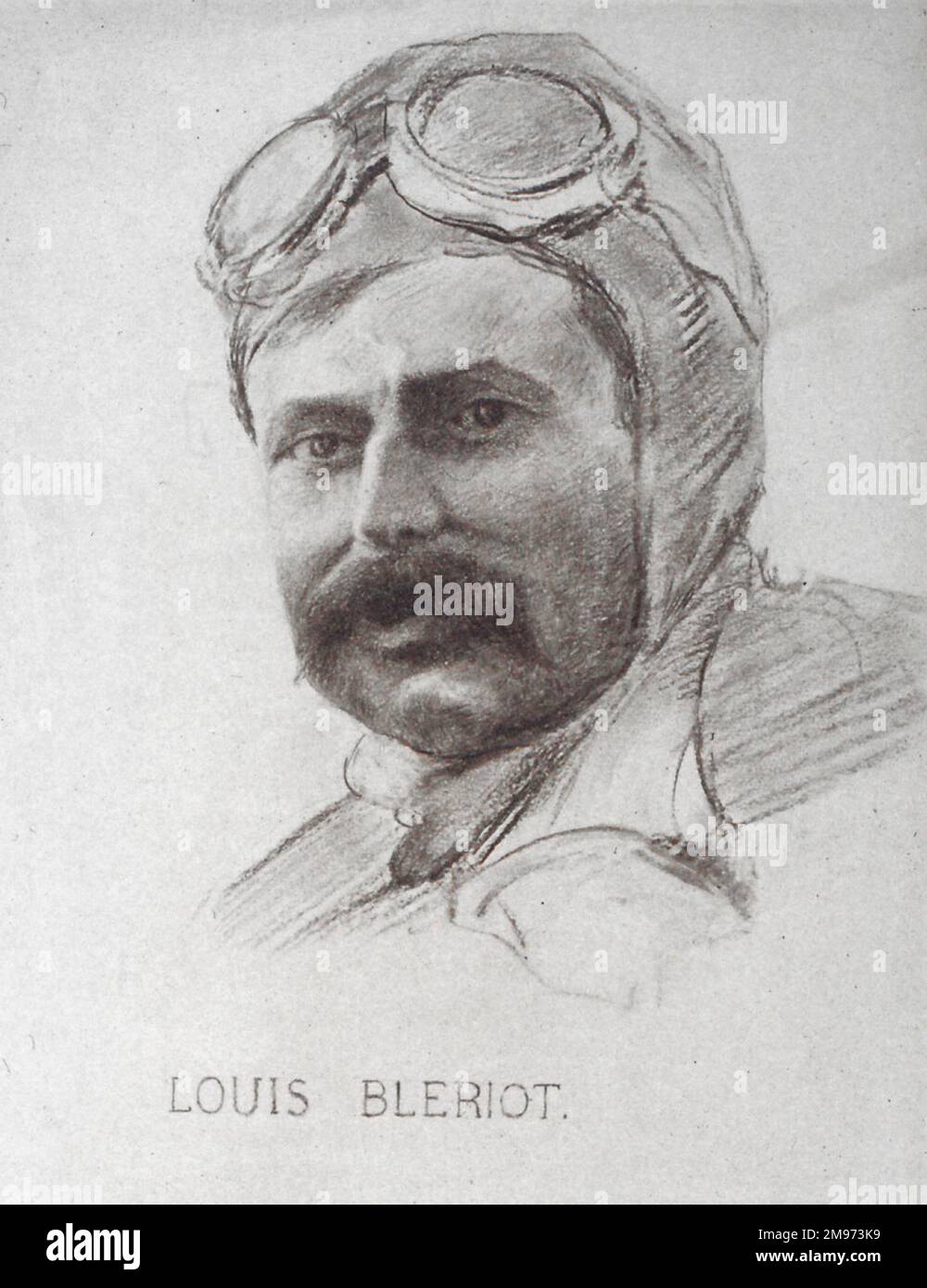 Dessin au crayon de Louis Blériot, 1872-1936, par Roderic Hill. Banque D'Images