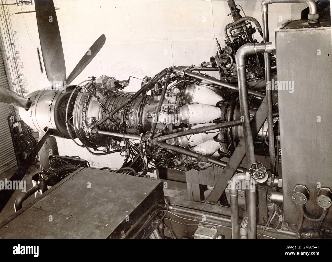 Rolls-Royce RB39 Clyde turboprop axial sur le banc d'essai de Gyll Brow. vers 1947. Banque D'Images