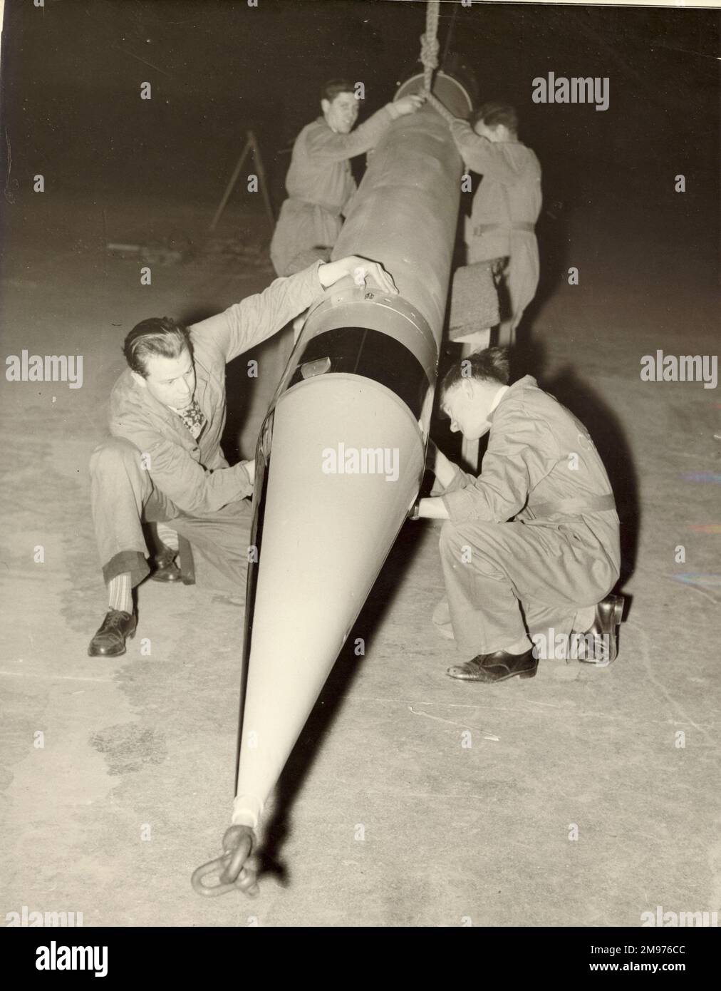 La fusée Skylark est en train d'être réprésentée pour la première fois au public lors de l'exposition Factory Equipment à Earls court, Londres, avril 1958. Banque D'Images