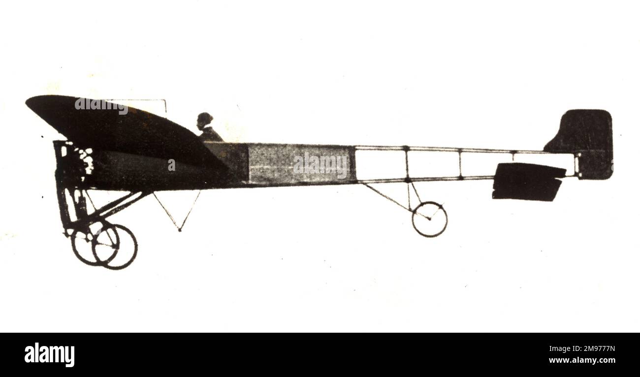 Louis Blériot volant son Blériot XI avant son passage en travers du chenal dans le même avion plus tard le même mois. Banque D'Images