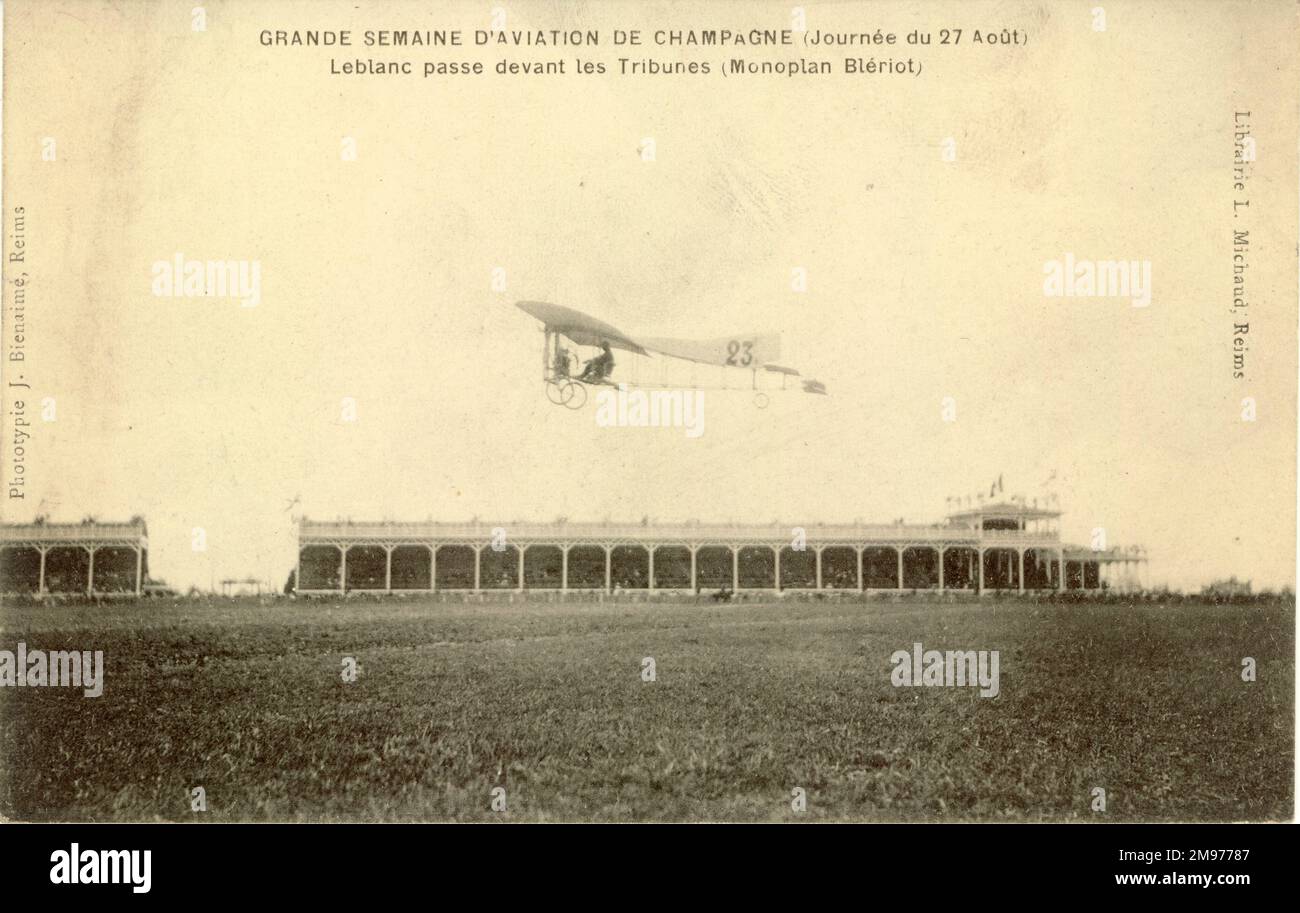 Le Blériot XII de LeBlanc à la réunion de Reims, le 27 août 1909. Banque D'Images