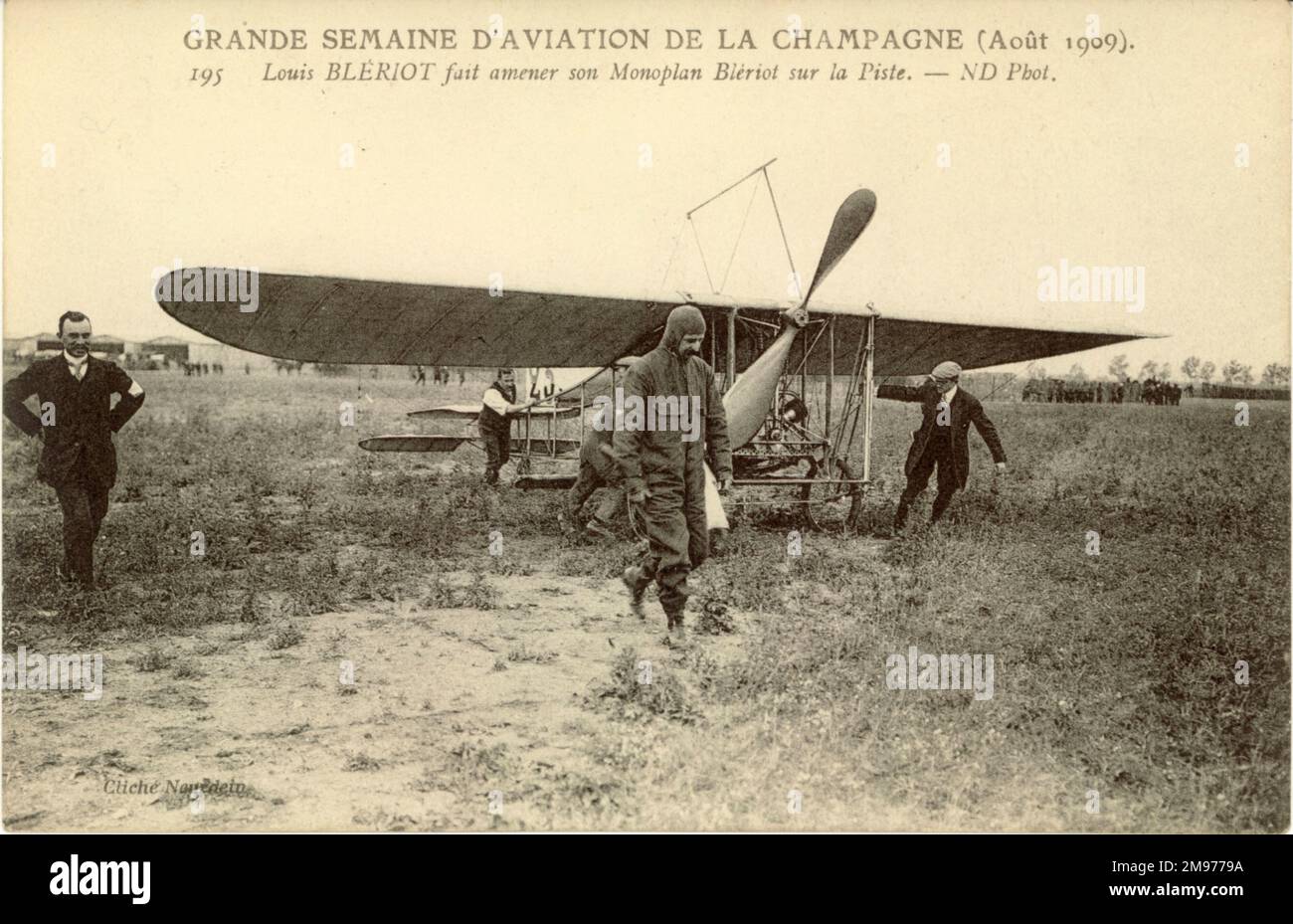 Louis Blériot et a Blériot XII à la réunion de Reims, août 1909. Banque D'Images