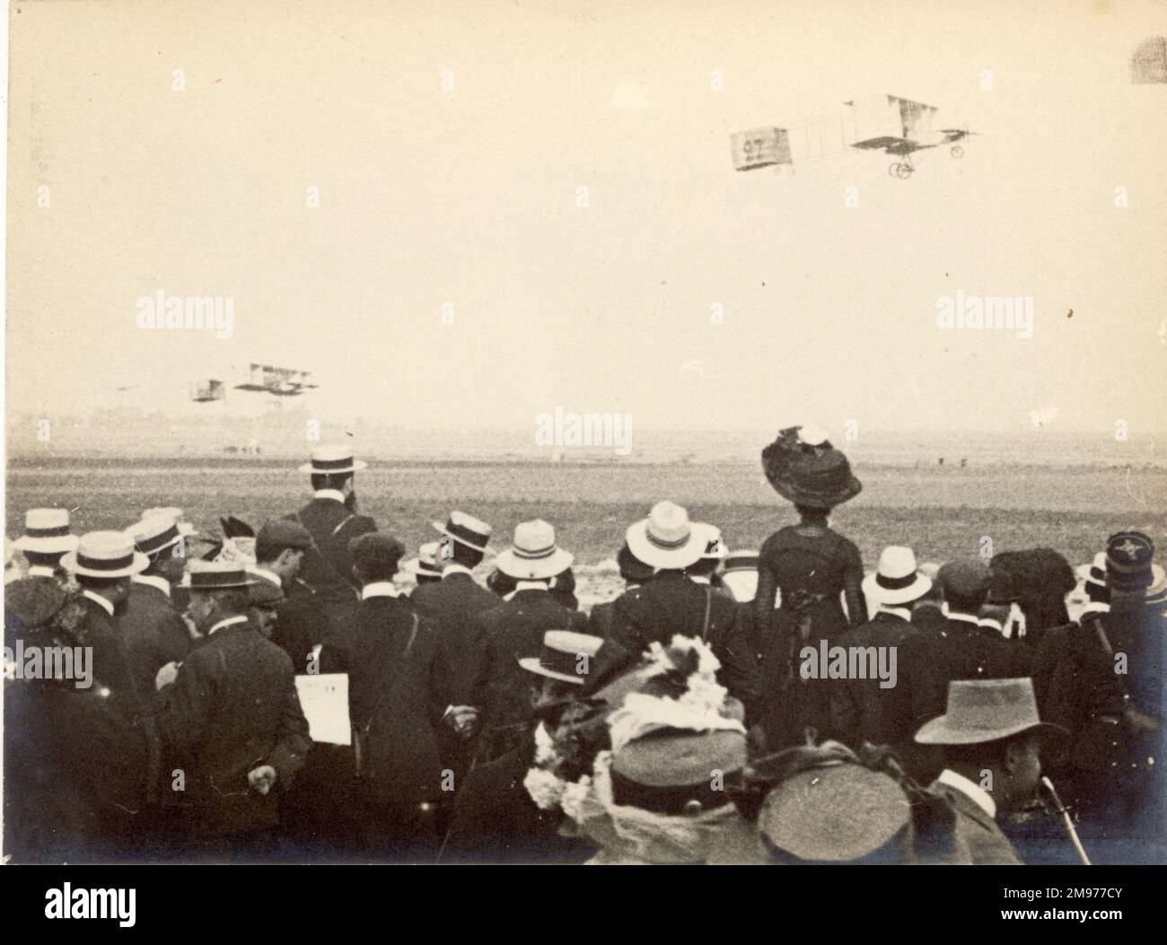 Les biplanes de Voison à Reims en août 1909. Banque D'Images