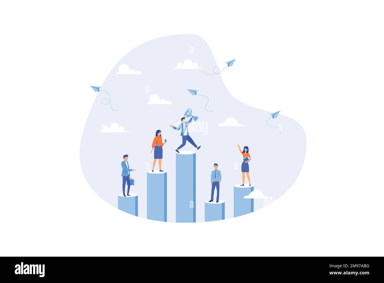 Concurrence d'entreprise, tableau comparatif des performances entre les bénéfices ou les employés de l'entreprise, gagnant et perdant dans le concours, concept de réalisation, vecteur m plat Illustration de Vecteur