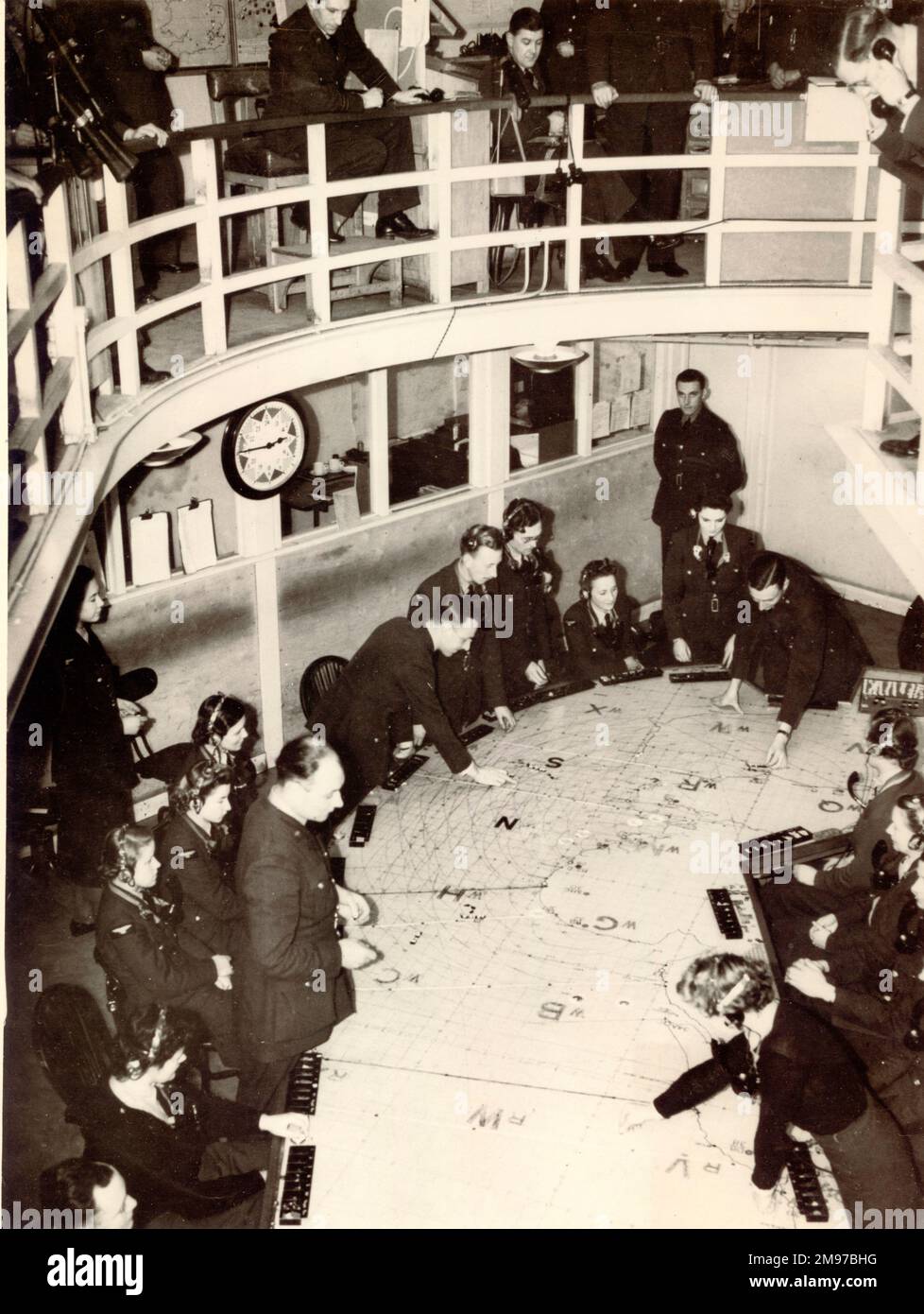 Salle de filtrage au quartier général de Fighter Command. Banque D'Images