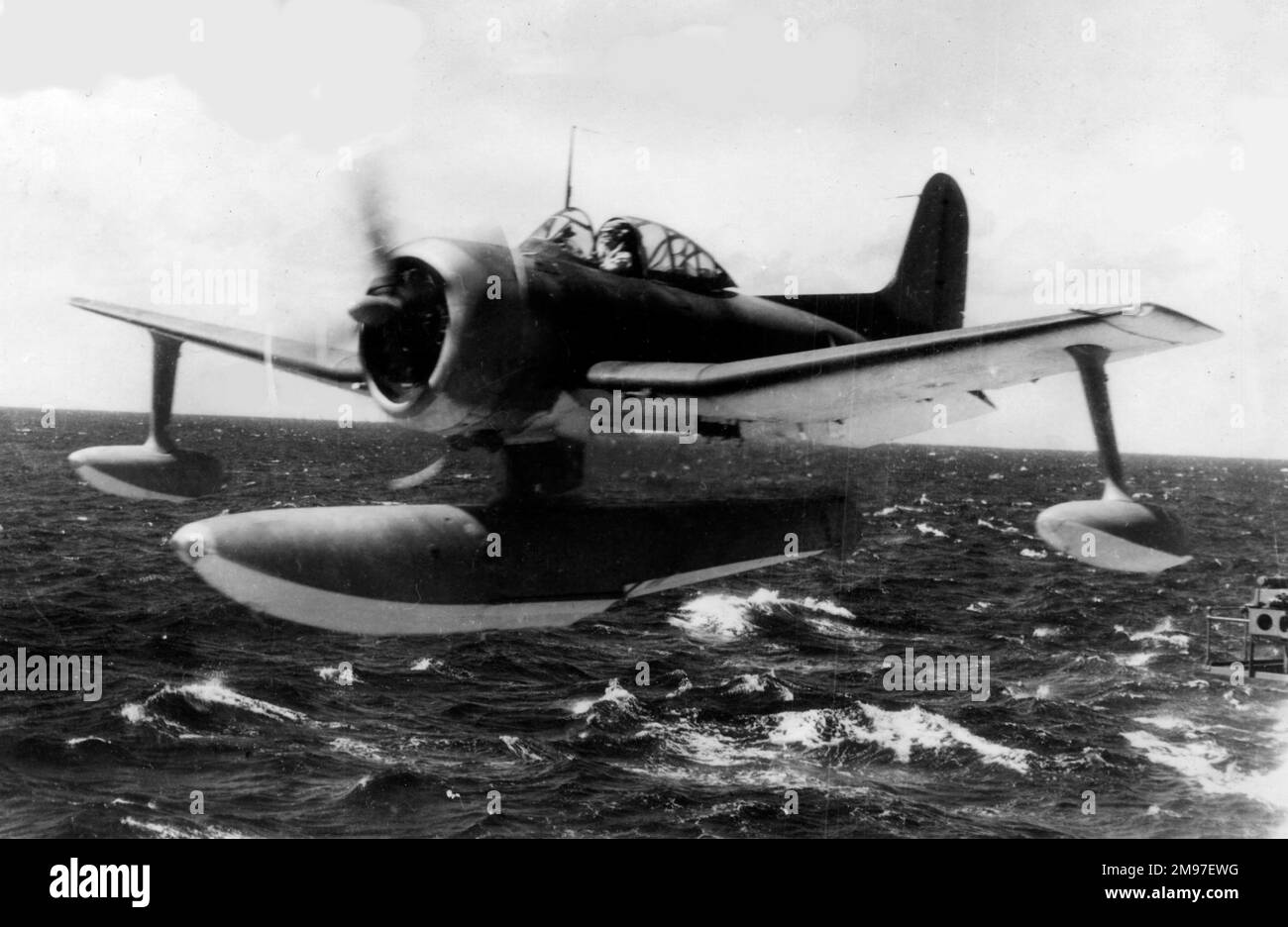 Curtiss SC-1 Seahawk-le dernier des grands avions catapulte de navire de guerre retiré de la marine américaine en 1950. Banque D'Images