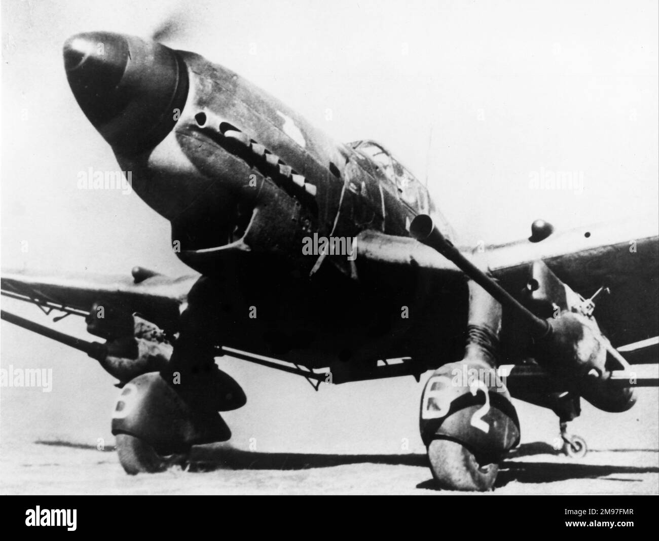 Junkers Ju 87G -montrant ses canons antichar formables 37mm. Banque D'Images