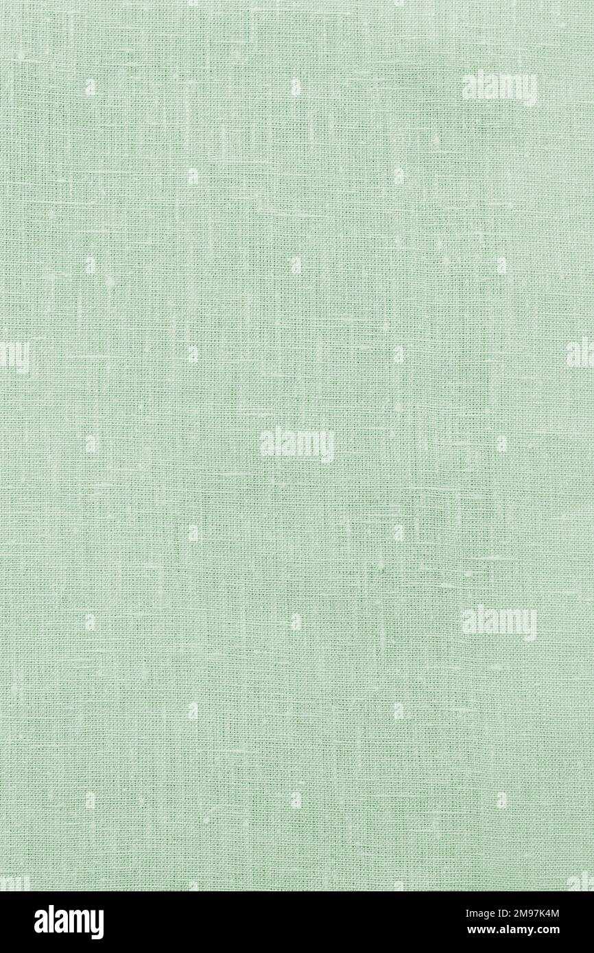 Tissu vert lin pastel, arrière-plan ou texture, gros plan, vue du dessus, horizontal Banque D'Images