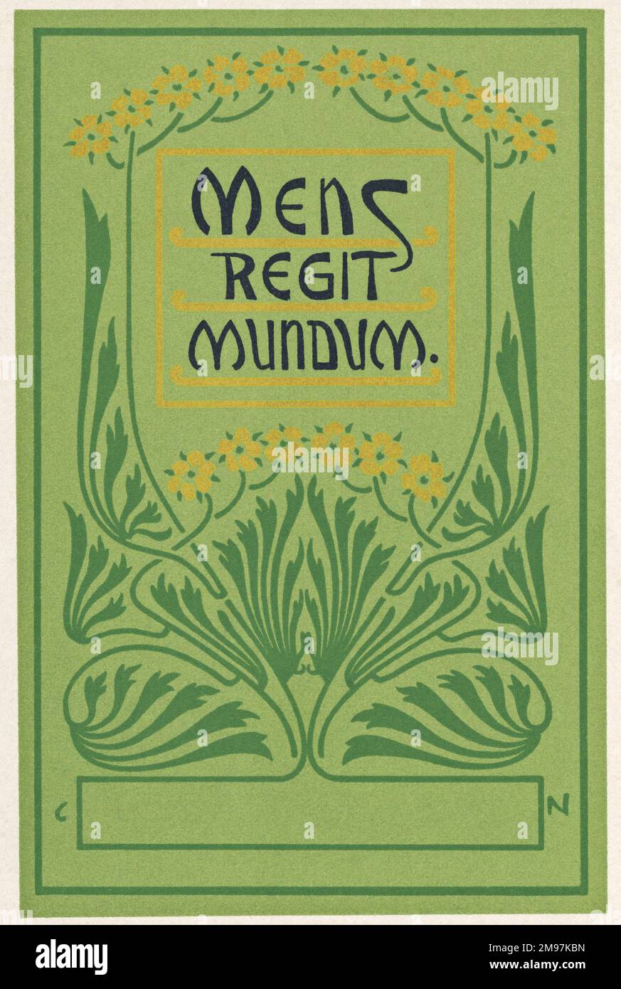 Design Art Nouveau avec le mot latin: Mens Regit Mundum (l'esprit règle le monde). Banque D'Images