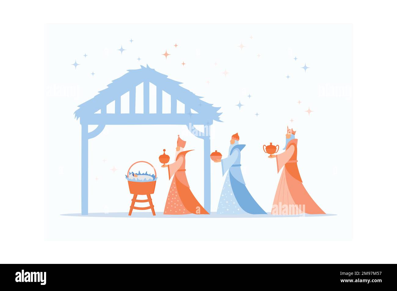 Happy epiphany jour design, religion christianisme dieu foi spiritualité croyance et priez thème , vecteur plat illustration moderne Illustration de Vecteur