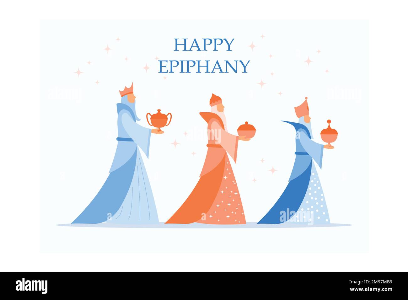 Happy epiphany jour design, religion christianisme dieu foi spiritualité croyance et priez thème, vecteur plat illustration moderne Illustration de Vecteur