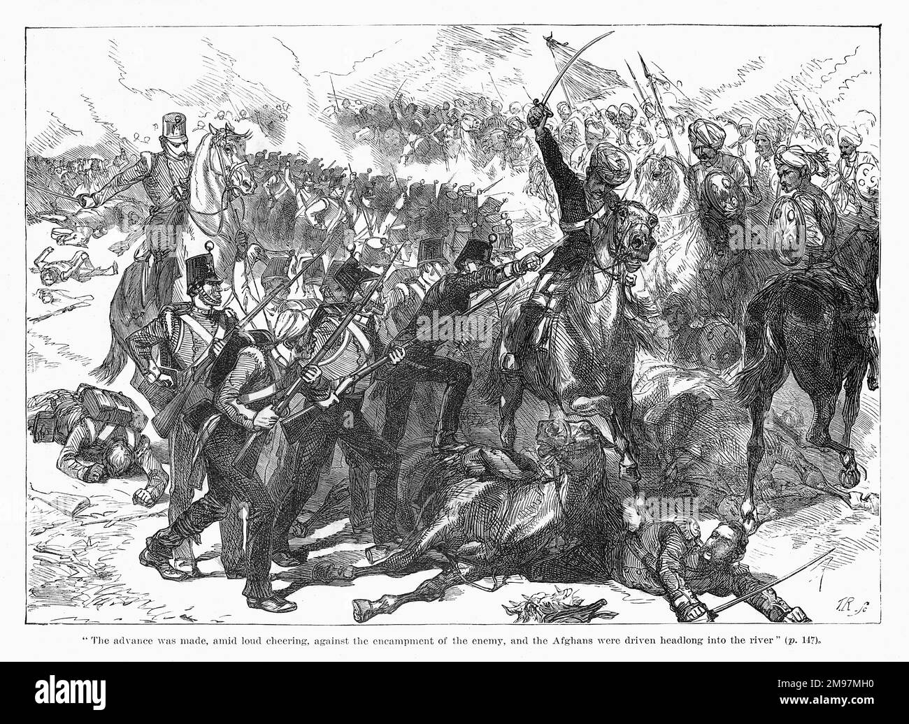Henry Havelock en action contre les forces d'Akbar Khan pendant la première guerre afghane. Banque D'Images