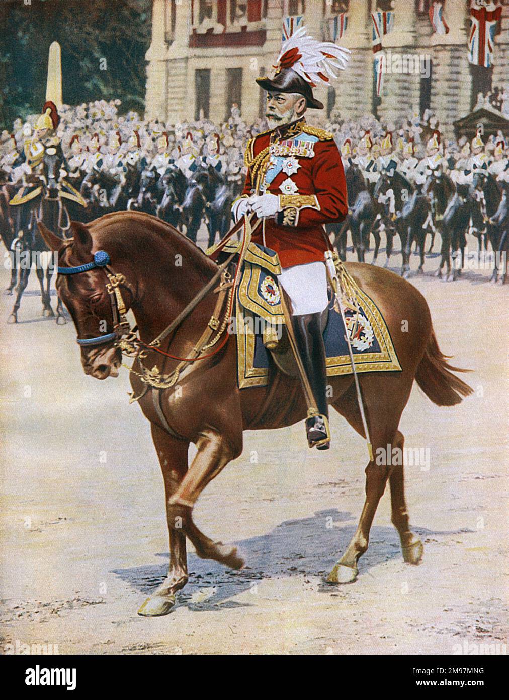 Le roi George V (1865-1936) à cheval comme maréchal. Banque D'Images