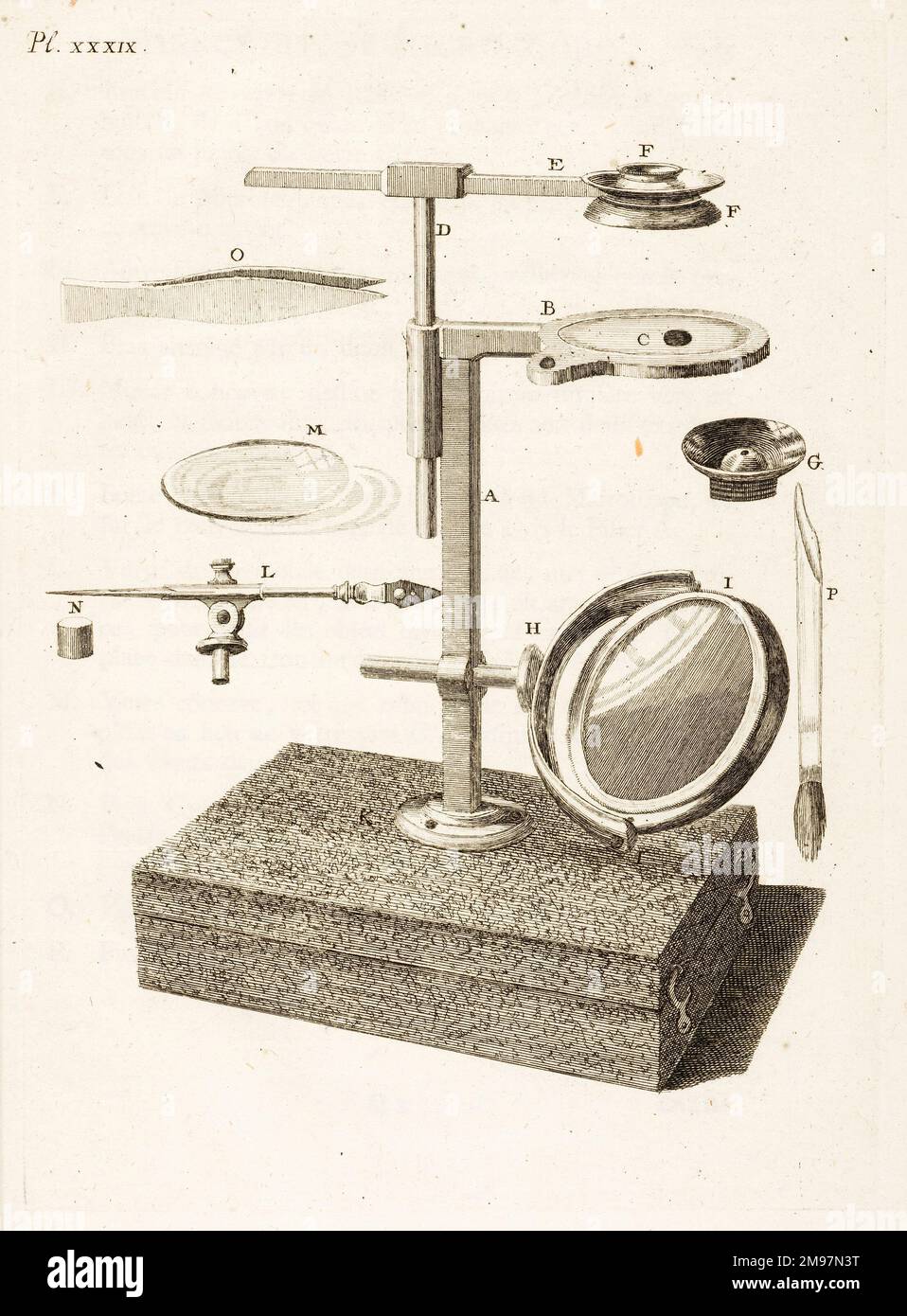 Microscope aquatique. Gravure de John Ellis, essai sur l'histoire naturelle des corallines, et d'autres productions marines. Plaque XXXIX. Banque D'Images