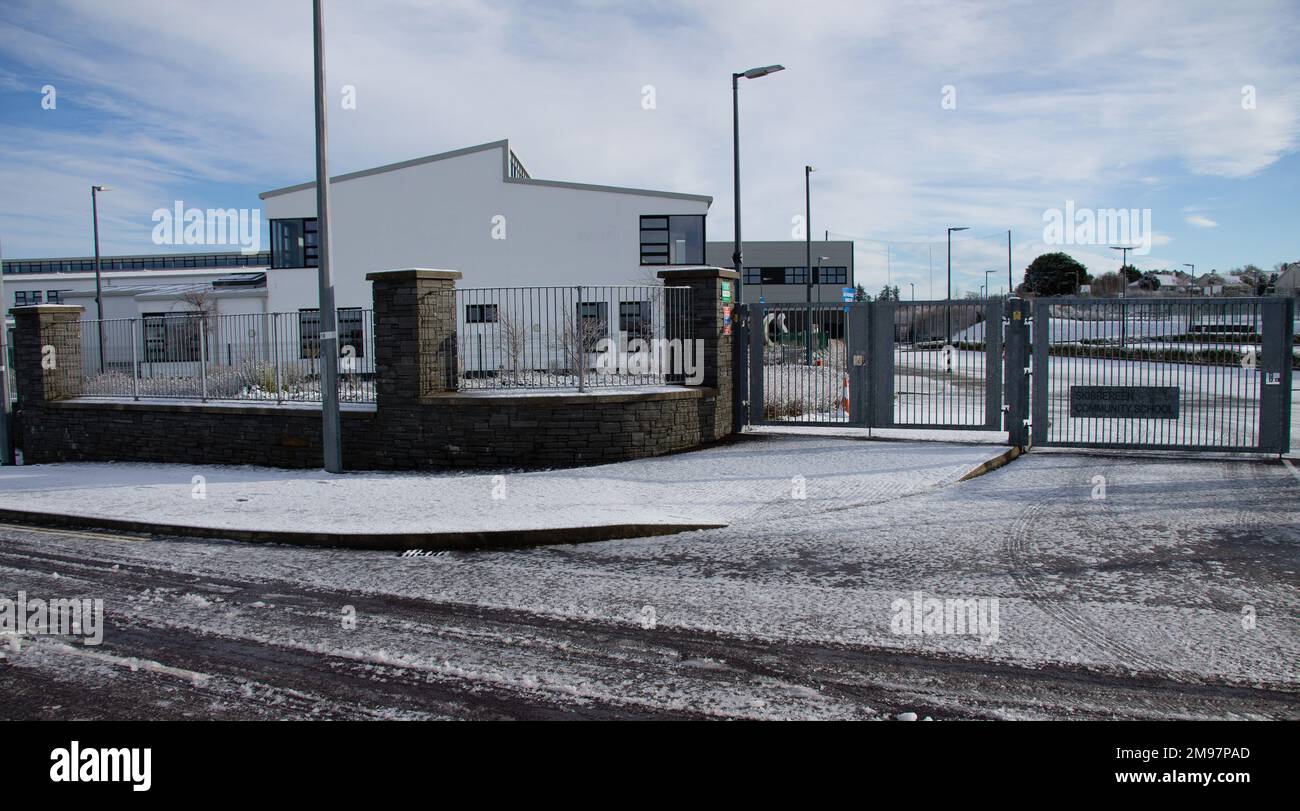 Les écoles sont fermées à cause de la neige et de la glace Banque D'Images