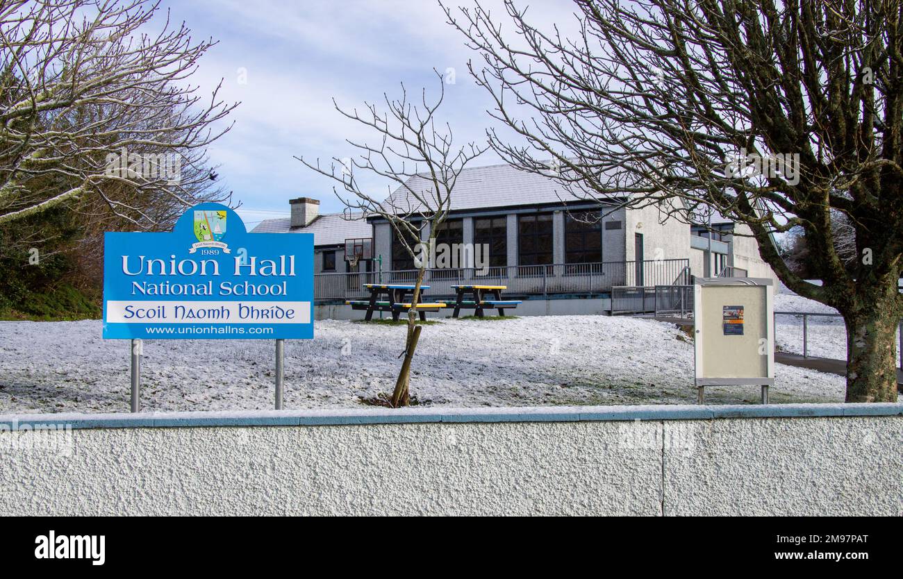 Les écoles sont fermées à cause de la neige et de la glace Banque D'Images