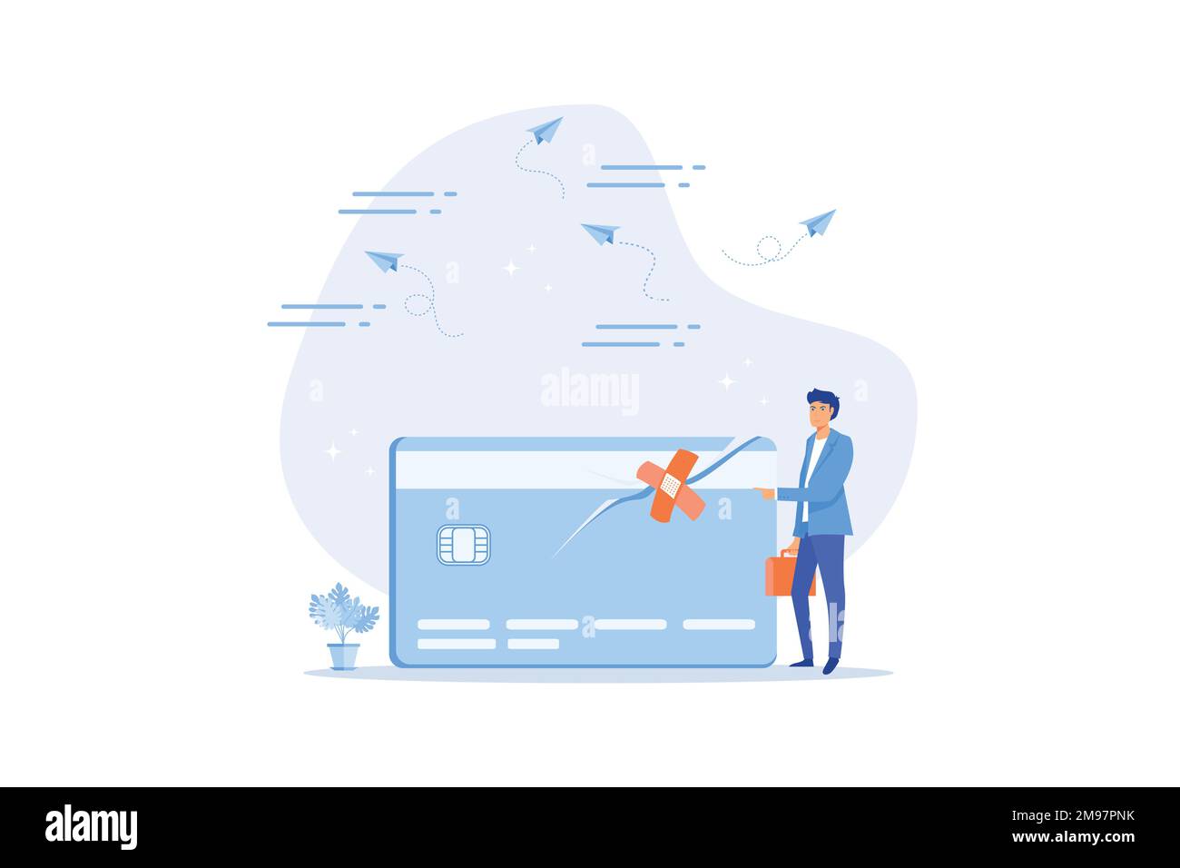 Réparation de crédit, processus de fixation de la mauvaise cote de crédit, récupérer de l'erreur financière ou négocier avec le concept de prêteur, vecteur plat illustrateur moderne Illustration de Vecteur