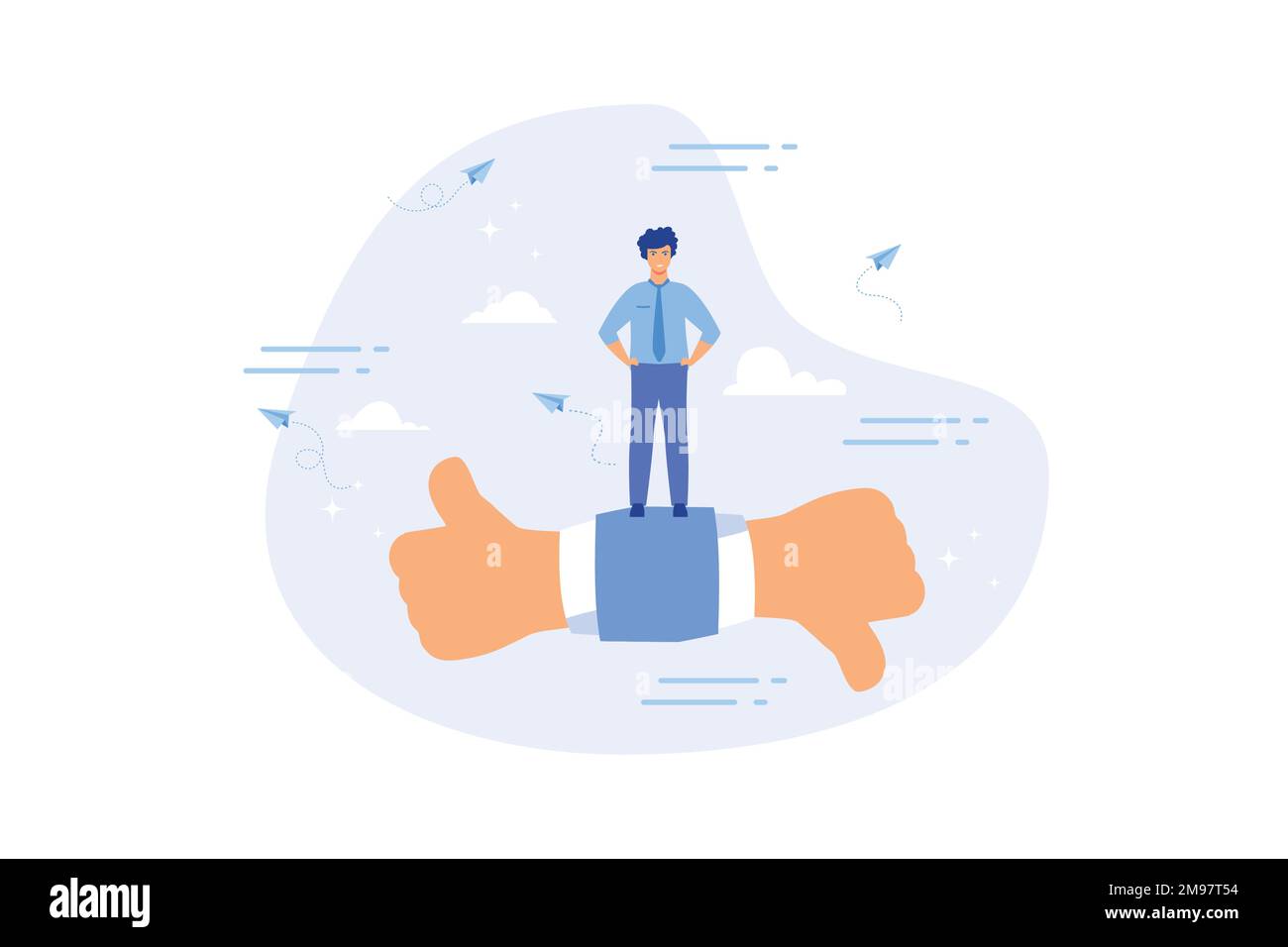 Évaluation des performances, commentaires des clients ou prise de décision commerciale, satisfaction des clients, opinion ou concept de qualité de service, vecteur plat moderne i Illustration de Vecteur