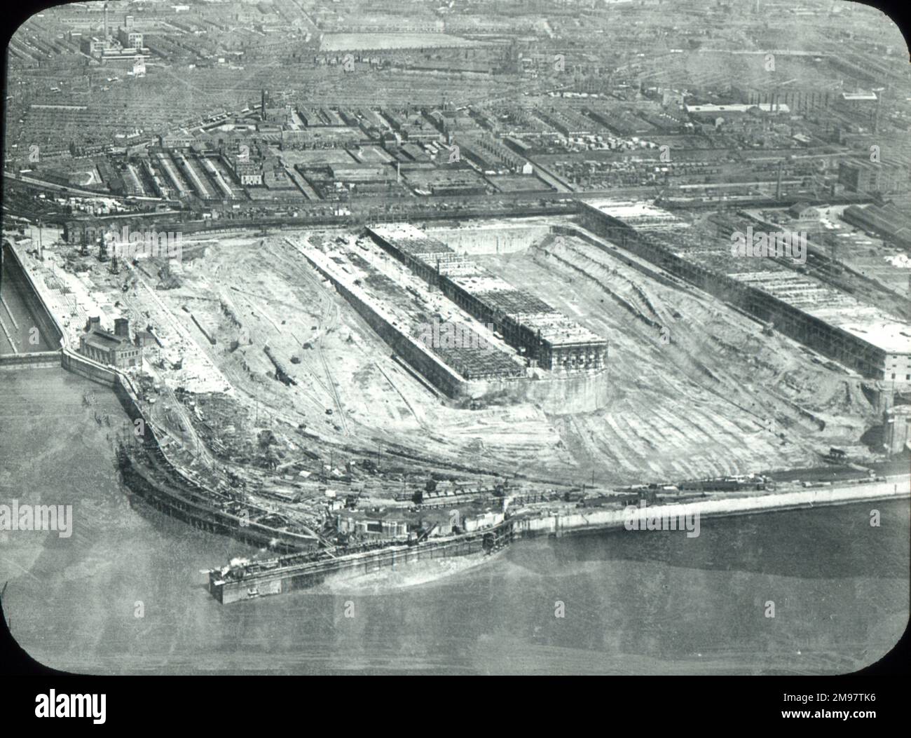 Vue aérienne de Gladstone Dock, Bootle. Banque D'Images