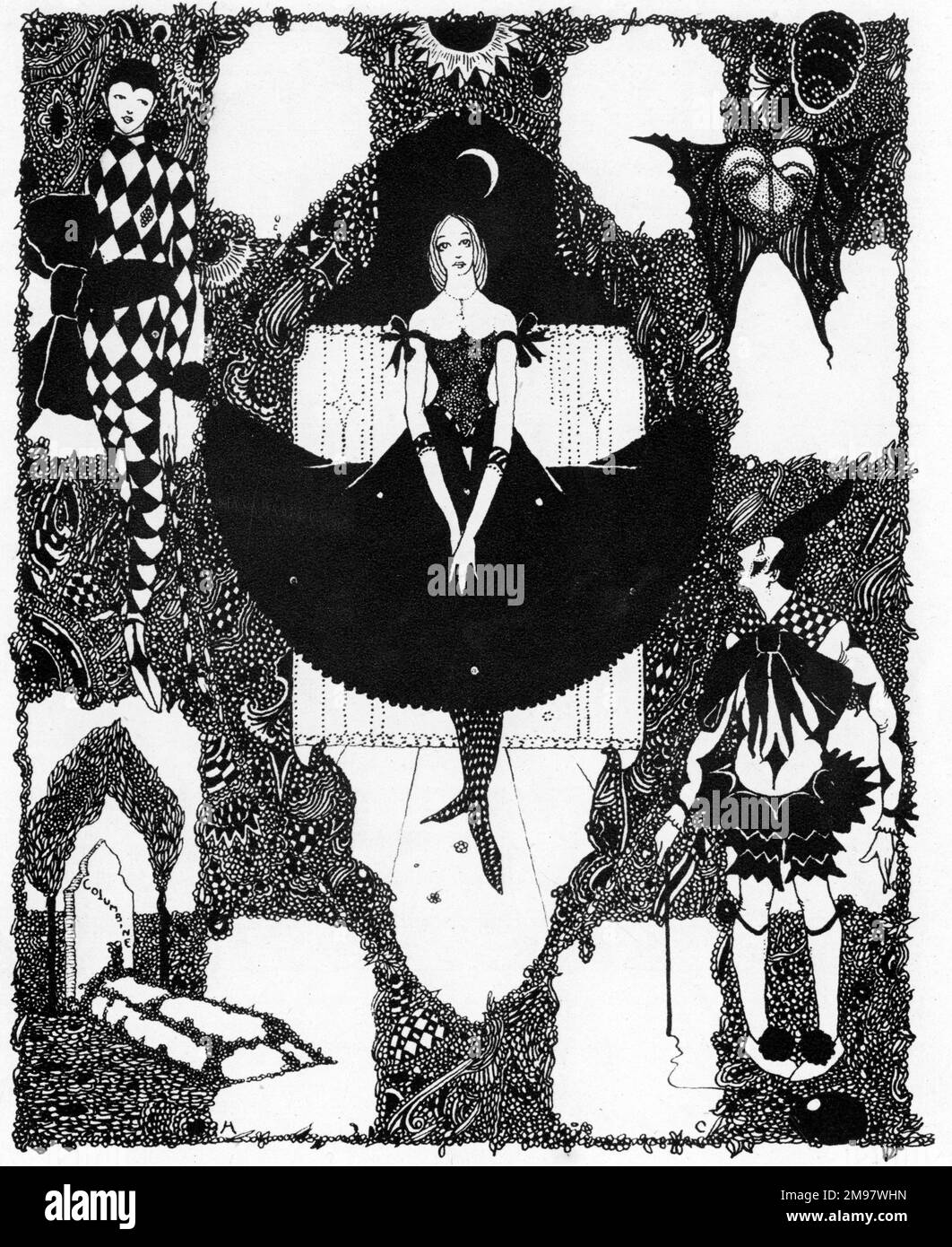 Illustration, Columbine par Harry Clarke. Banque D'Images