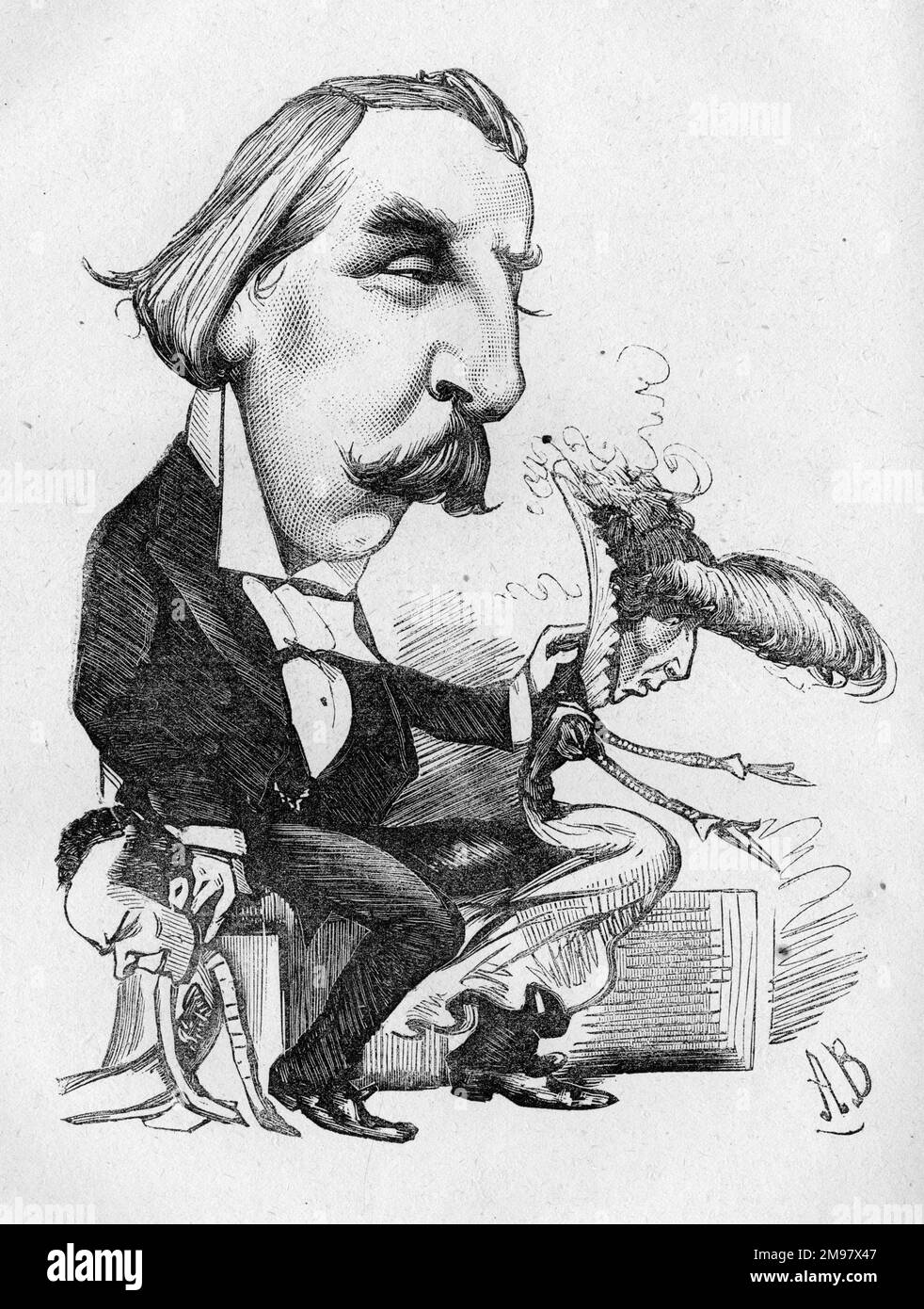 Caricature de John Hollingshead (1827-1904), à cette époque gérant du Gaiety Theatre, vu ici ressusciter un acteur (probablement Edward Terry) et une actrice (Sarah Bernhardt) sous forme de marionnettes. Le showman Gaiety -- une fois de plus. Banque D'Images