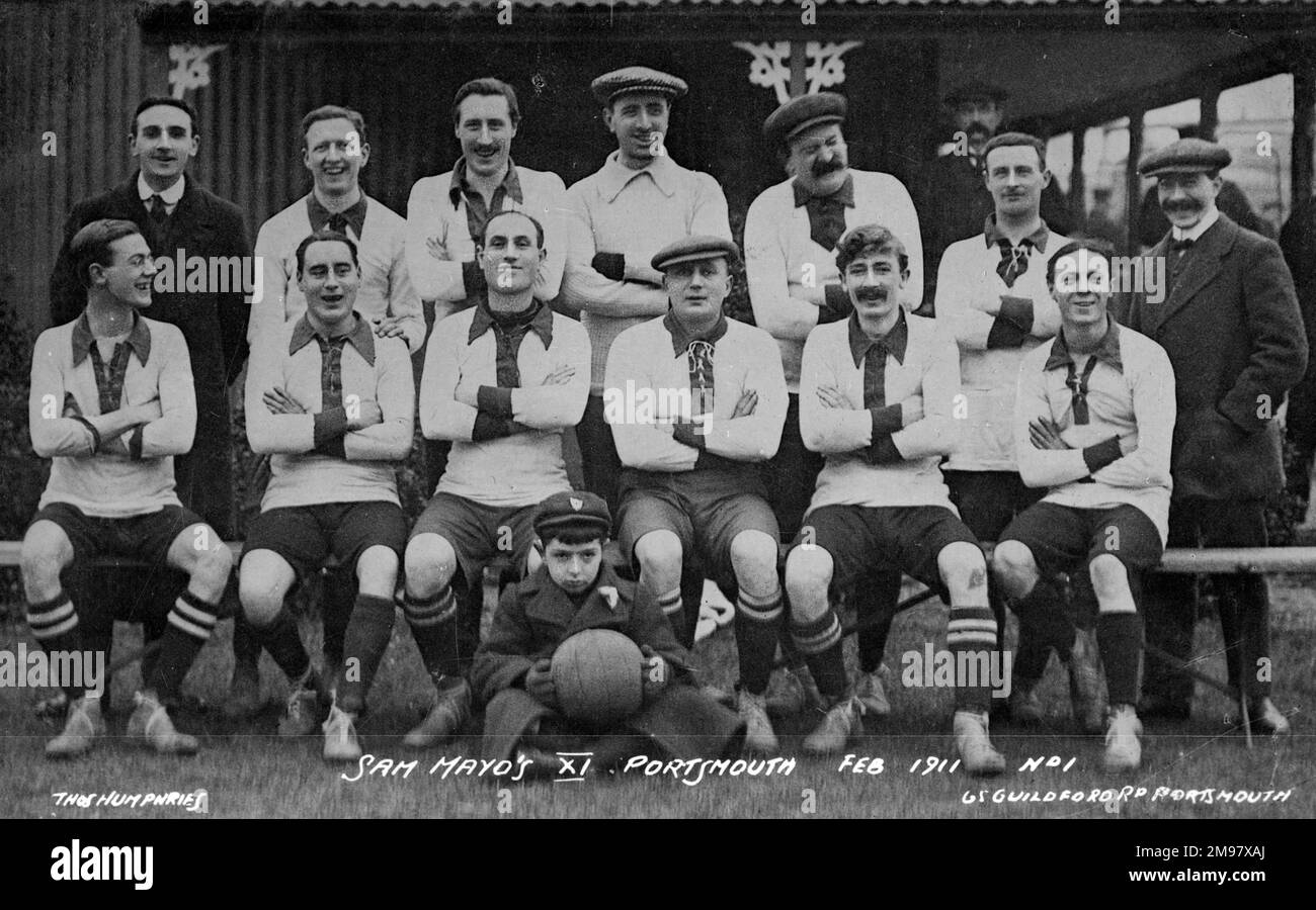 Équipe de football des bandes dessinées, XI de Sam Mayo, février 1911. Banque D'Images