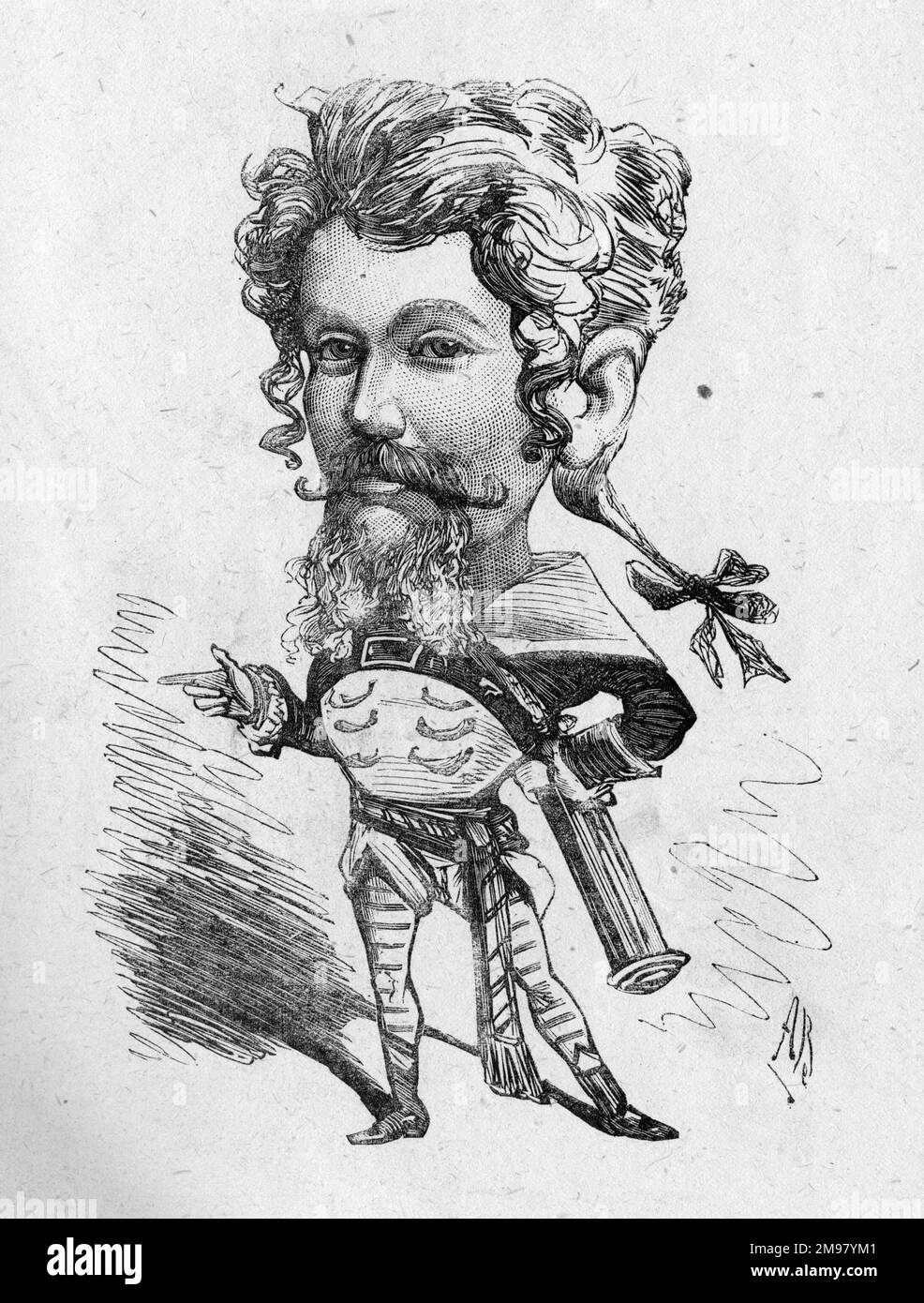Caricature de Gilbert Hastings MacDermott (1845-1901), chanteur de musique anglaise et comédies de lion. Savez-vous que je pourrais vous convoquer pour cela? Banque D'Images